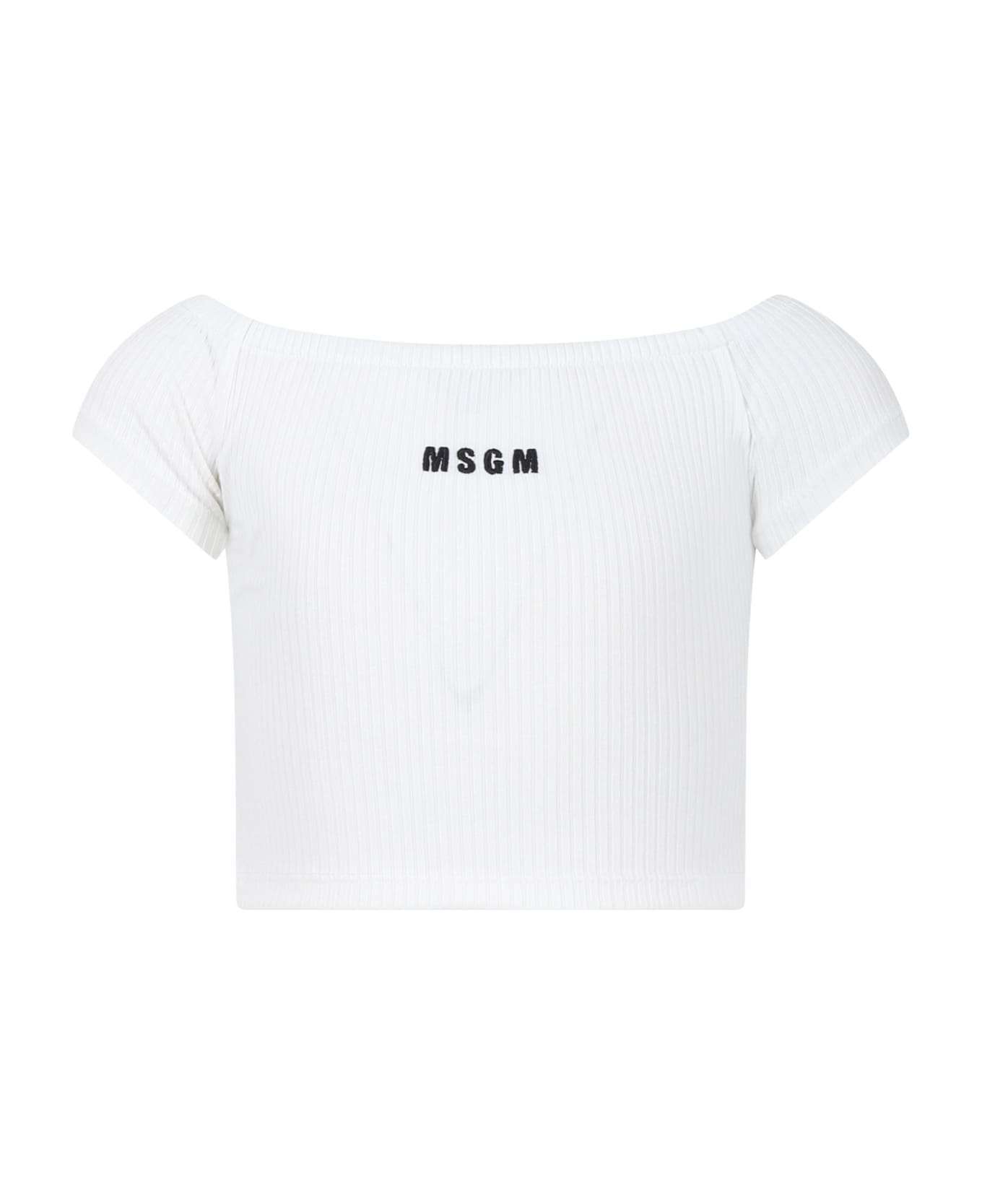 MSGM White T-shirt For Girl With Logo - White