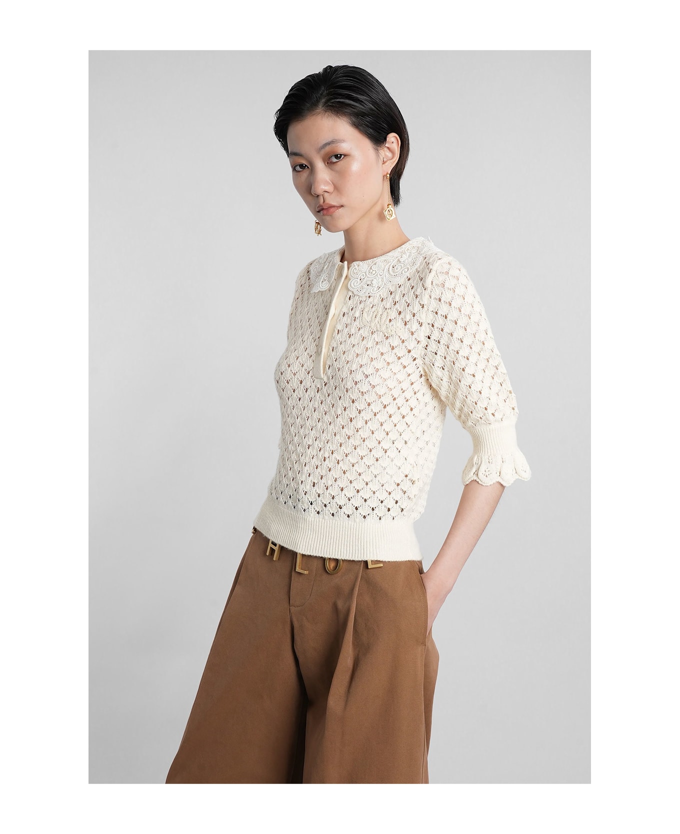 Chloé Knitwear In Beige Cotton - beige