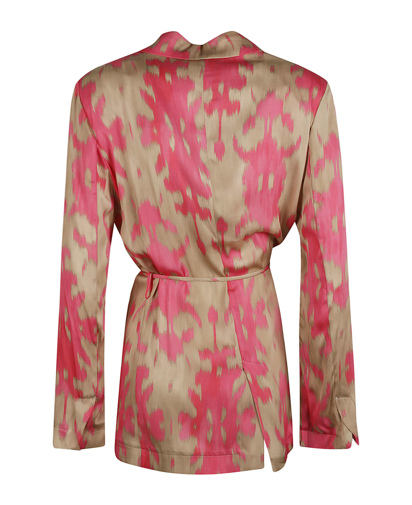Bazar Deluxe Printed Belted Cardi-coat - Ecru/Pink