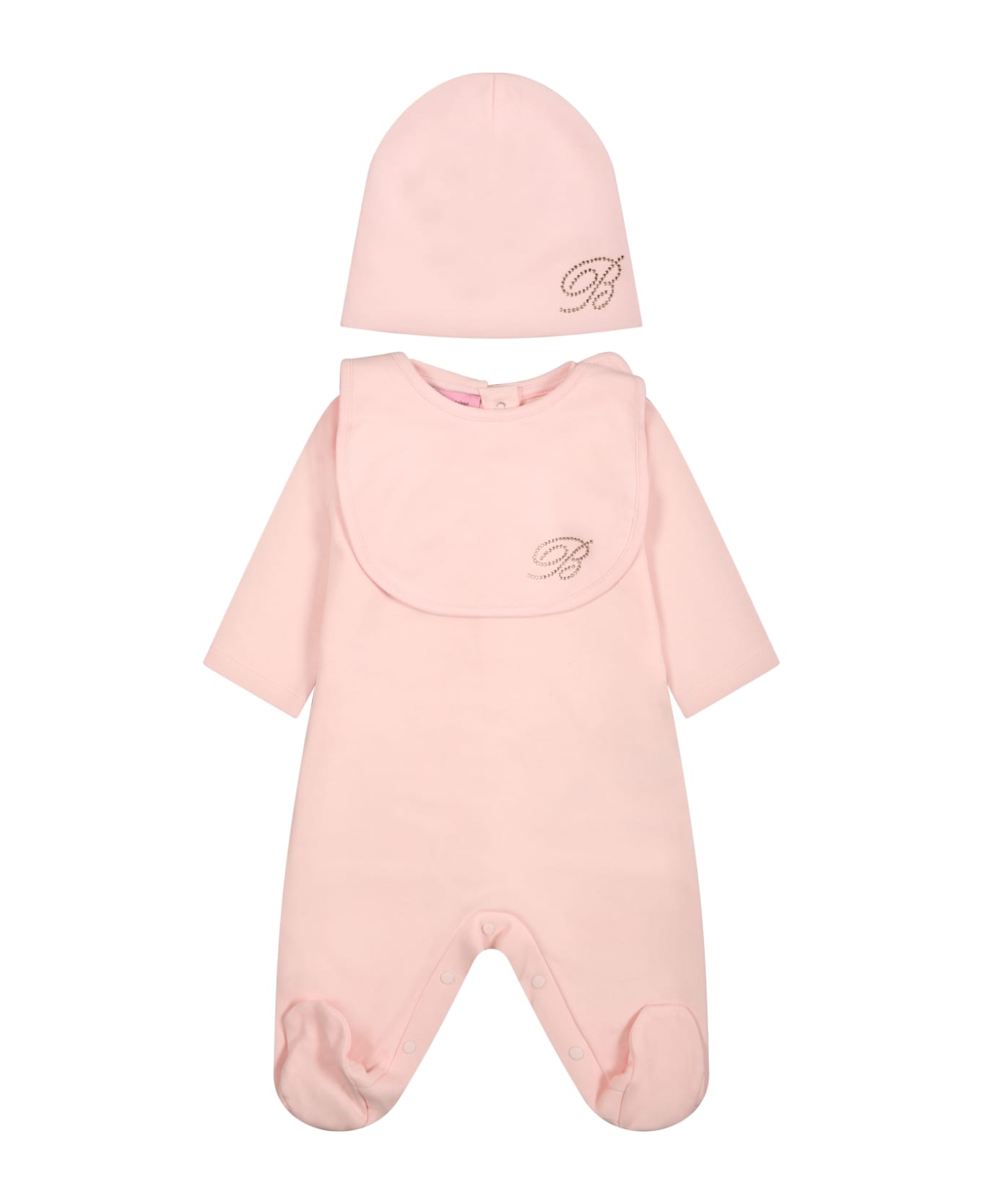 Blumarine Pink Set For Baby Girl With Logo - Pink