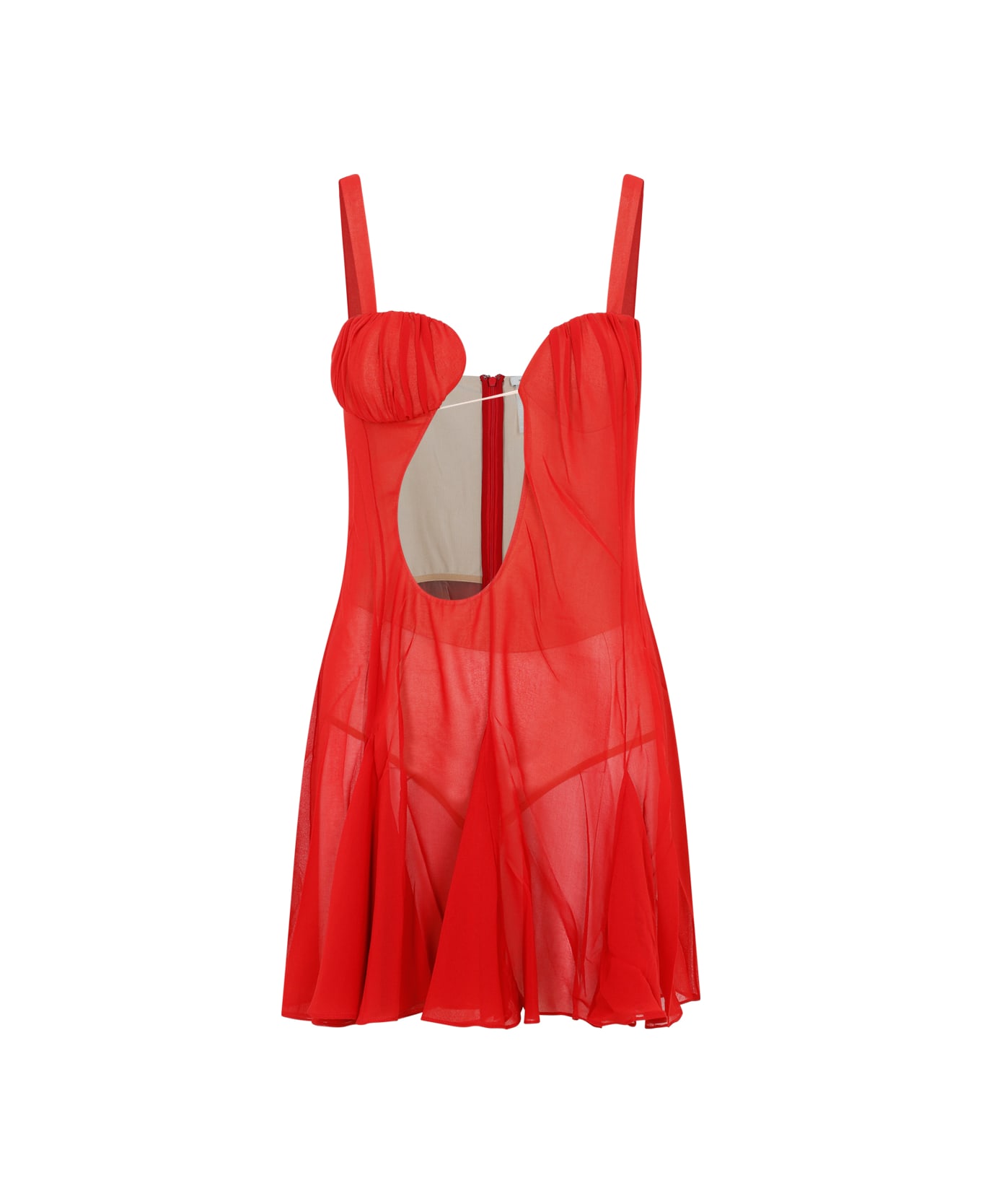 Nensi Dojaka Asymmetrical Panel Godet Mini Dress - Red