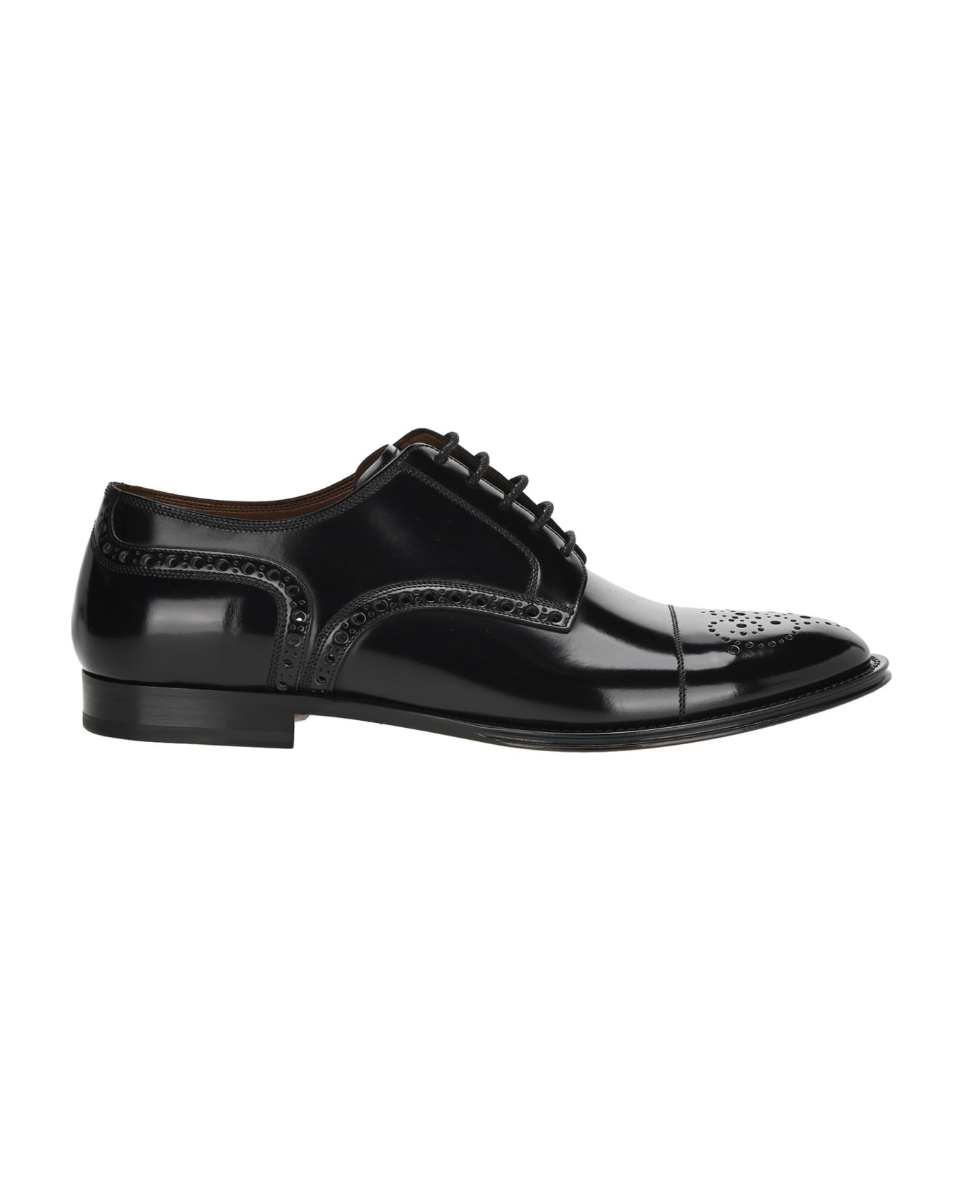 Dolce 
Gabbana Dolce&gabbana Brogue Derby Shoes In Marsala Calfskin - BLACK