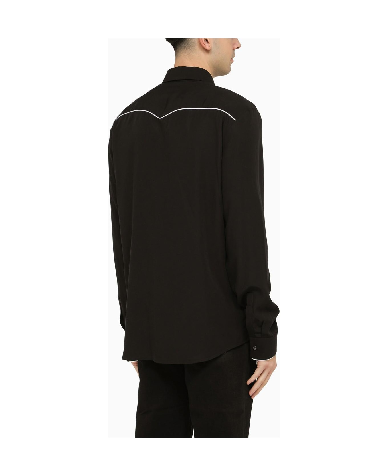 Balmain Black Shirt With Contrasting Arrows - Eab Noir Blanc シャツ