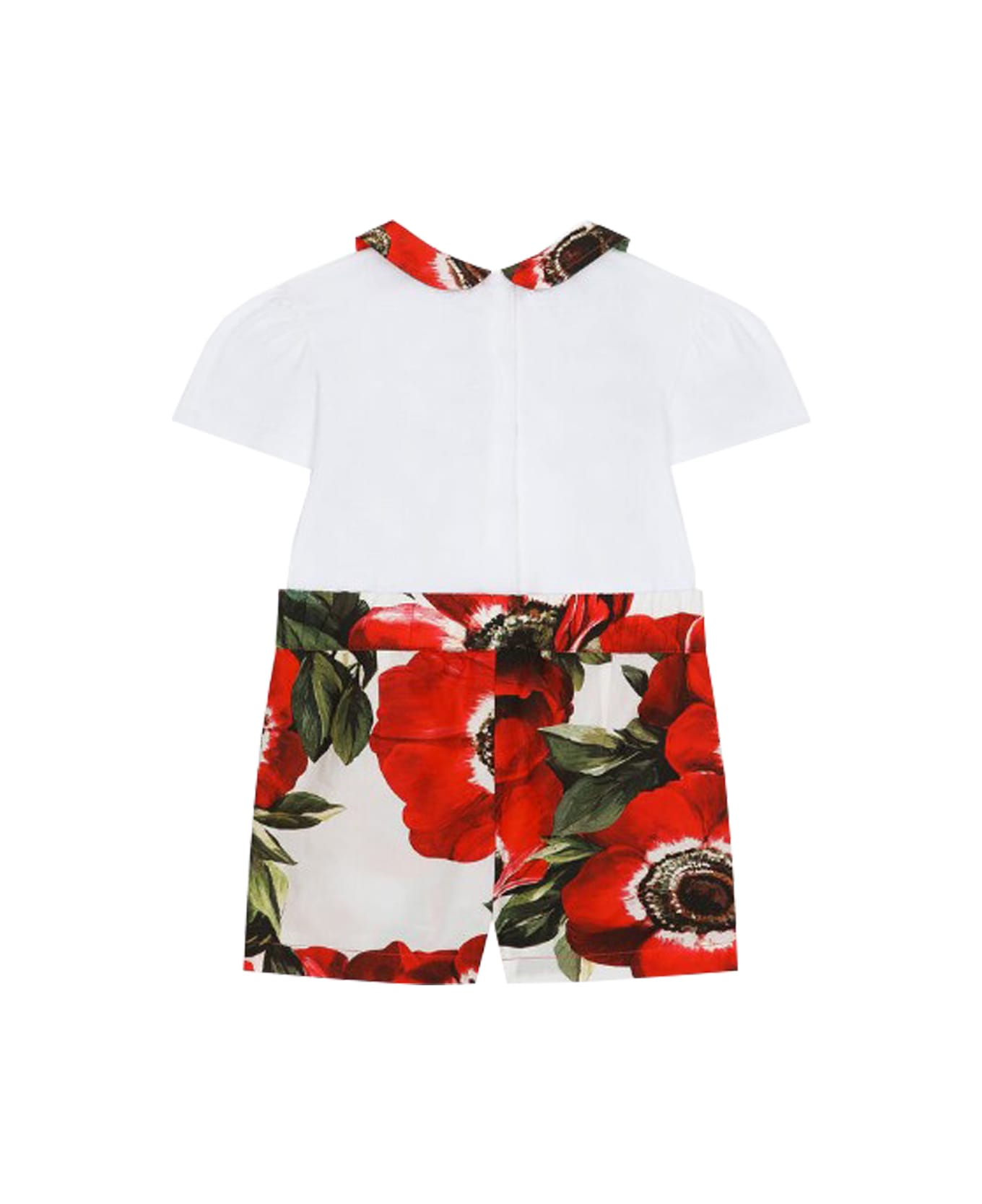 Dolce & Gabbana Romper In Jersey And Poplin With Anemone Flower Print - Multicolor