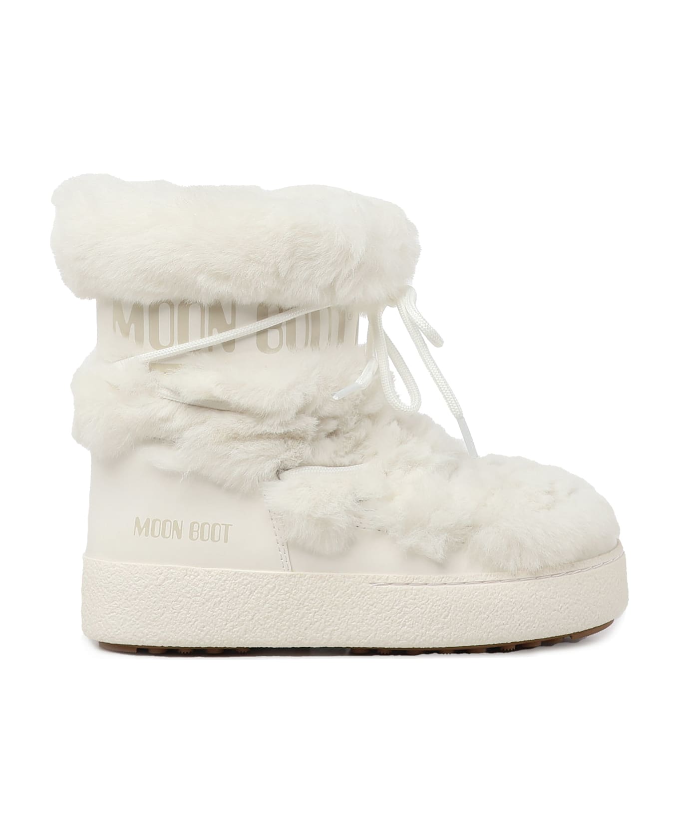 Moon Boot Ankle Boots With Fur - Bianco