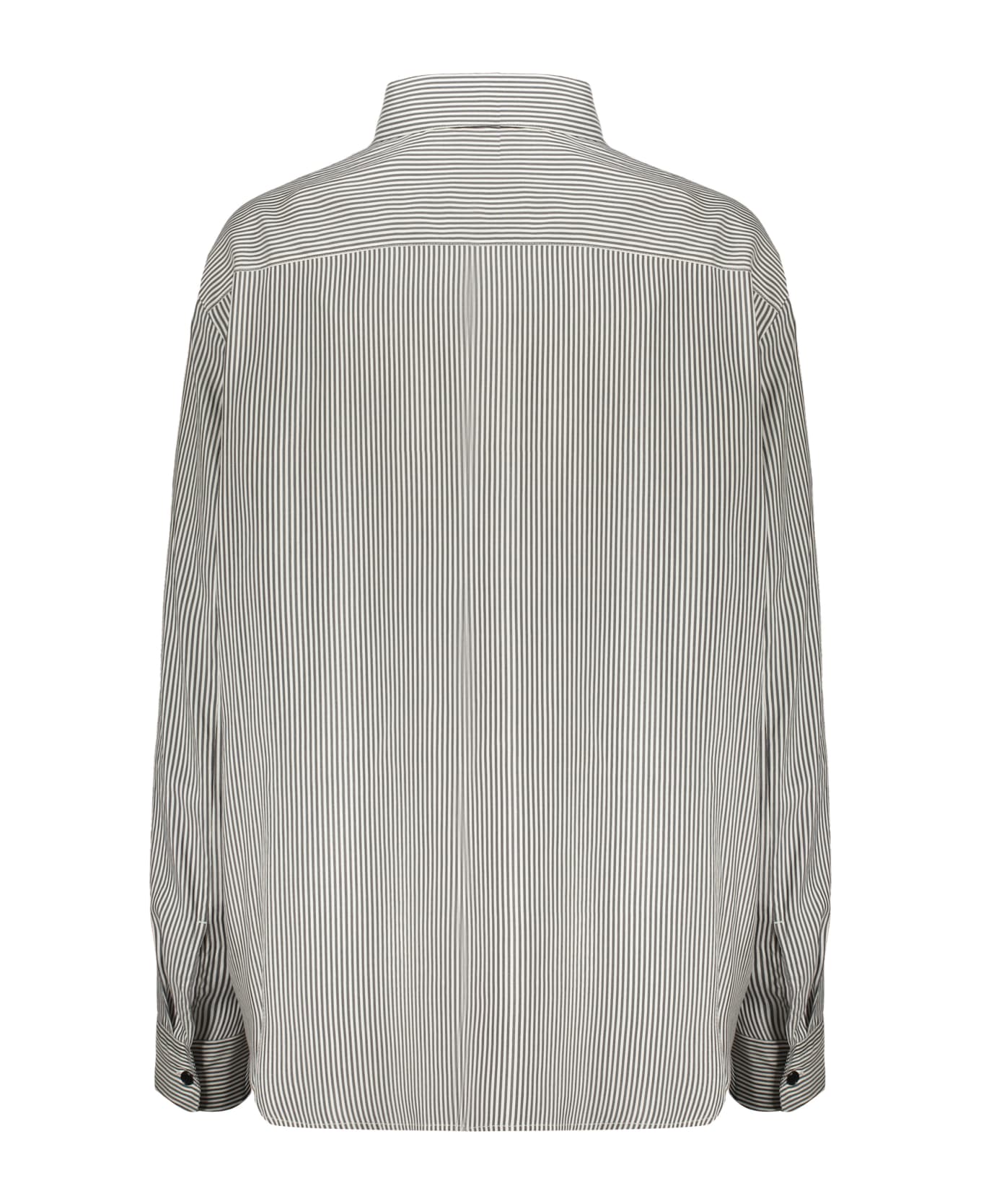 Khaite Argo Striped Silk Shirt - White