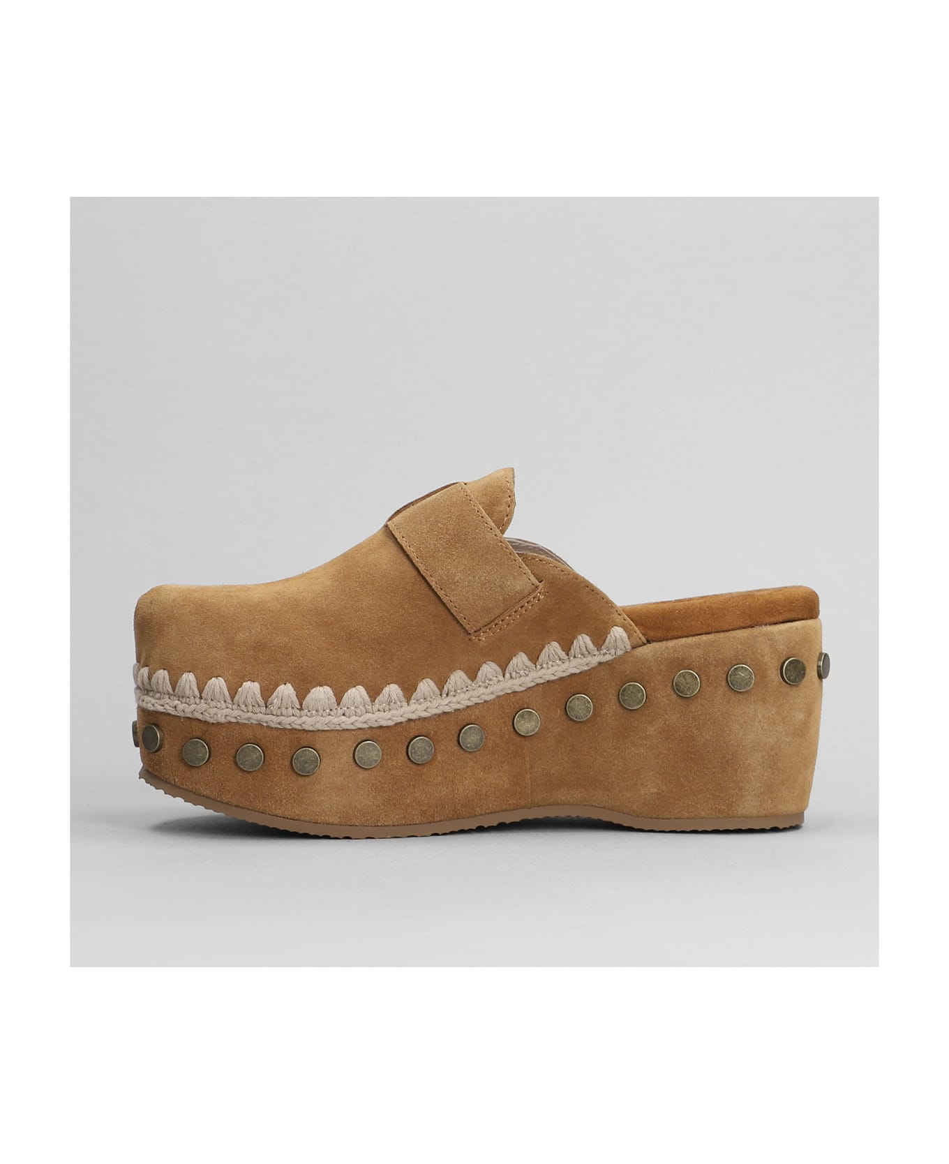 Mou Clog Slipper-mule In Leather Color Suede - leather color