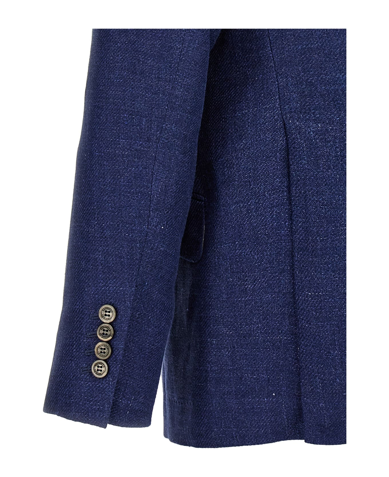 Brunello Cucinelli Single Breast Linen Blazer Jacket - Blue