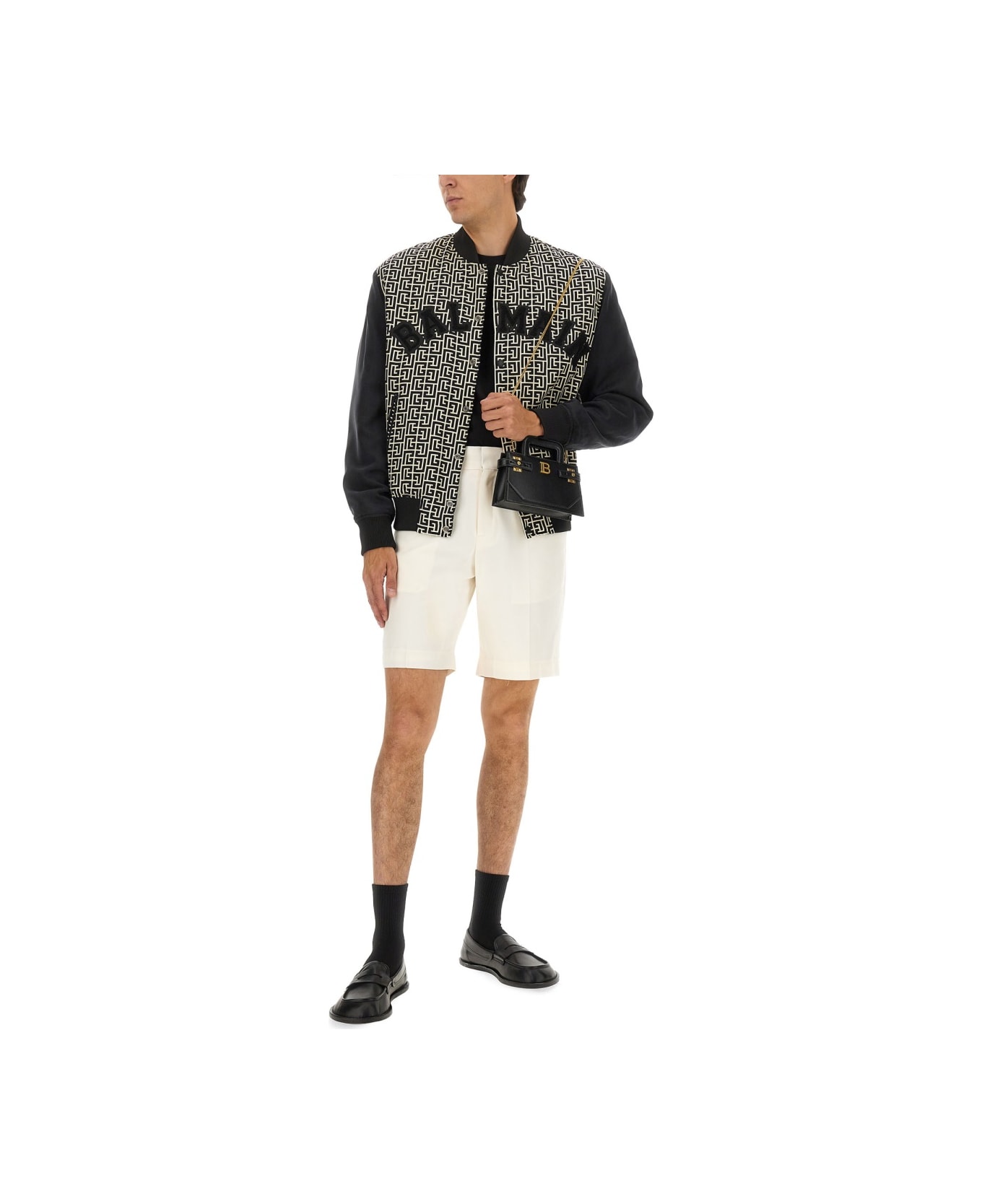 Balmain Monogrammed Varsity Jacket With Patches - MULTICOLOUR
