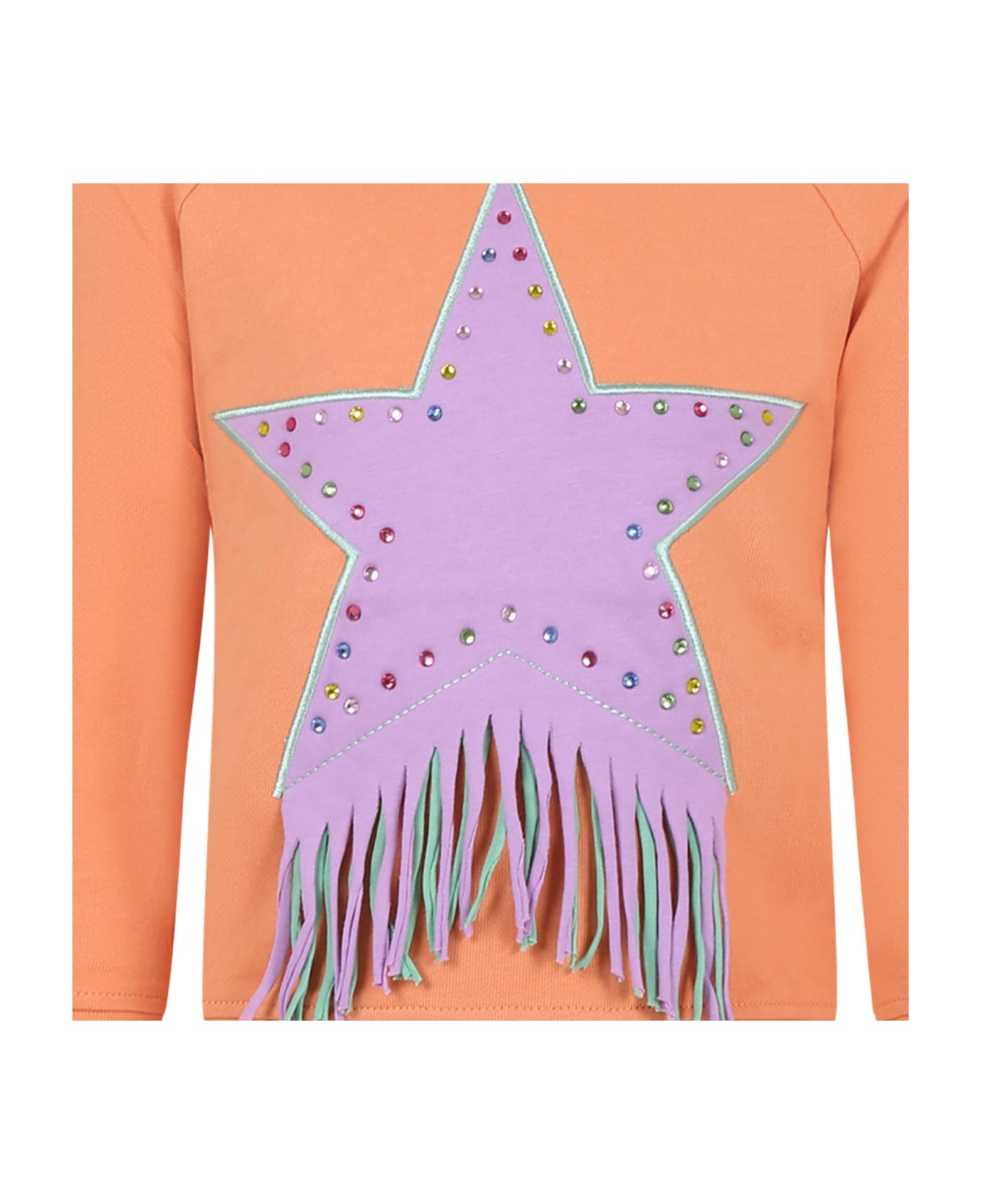 Stella McCartney Kids Orange Sweatshirt For Girl With Star - Orange ニットウェア＆スウェットシャツ