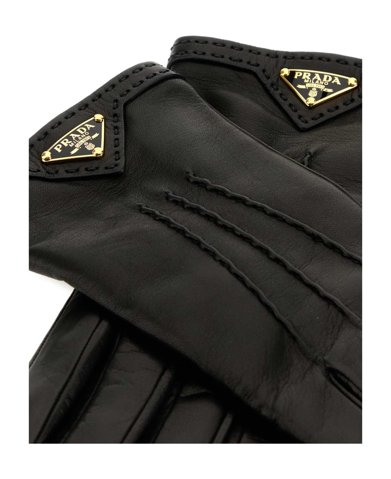 Prada Black Nappa Leather Gloves - NERO