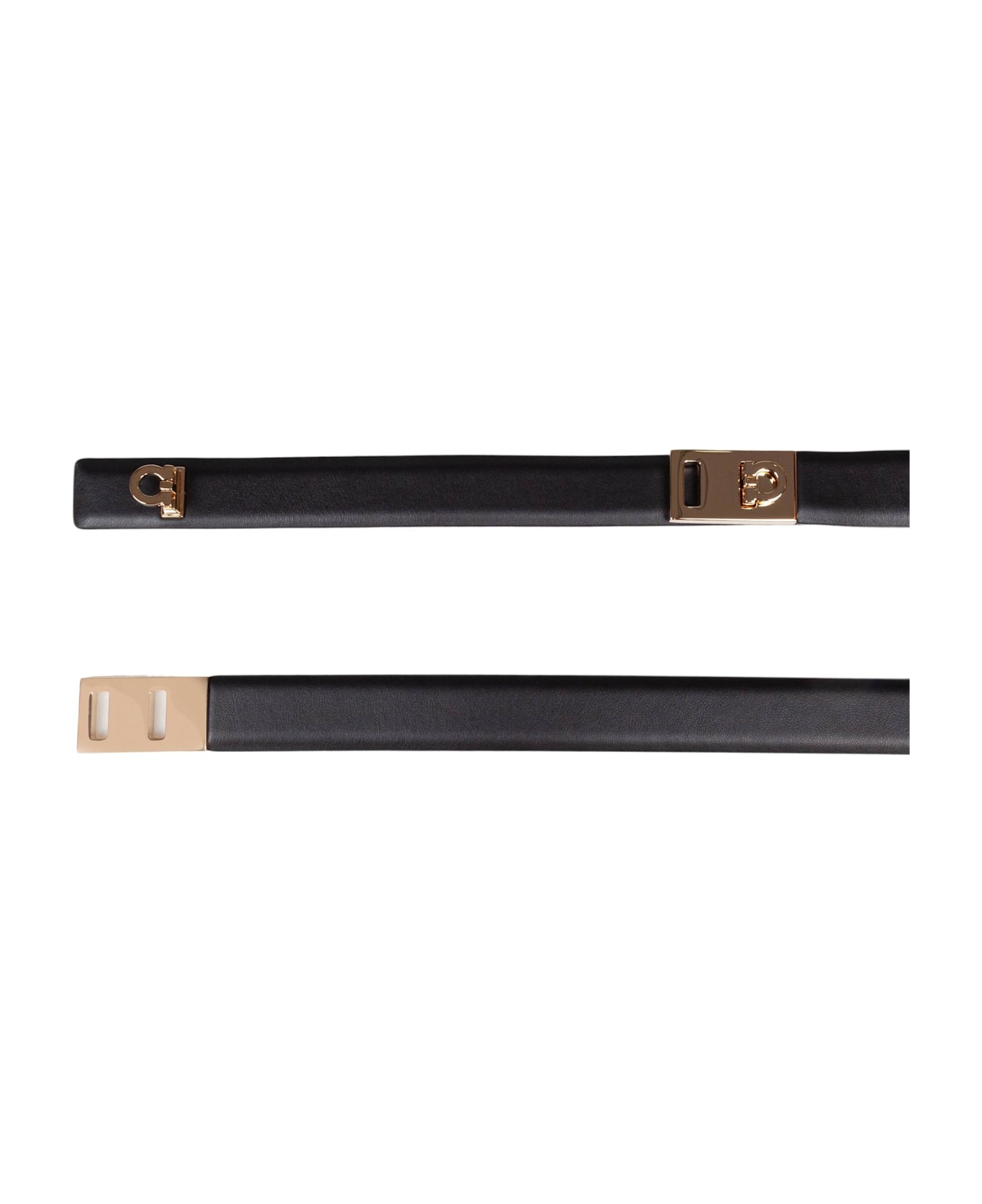 Ferragamo Extendable Hug Belt In Black Leather - Black