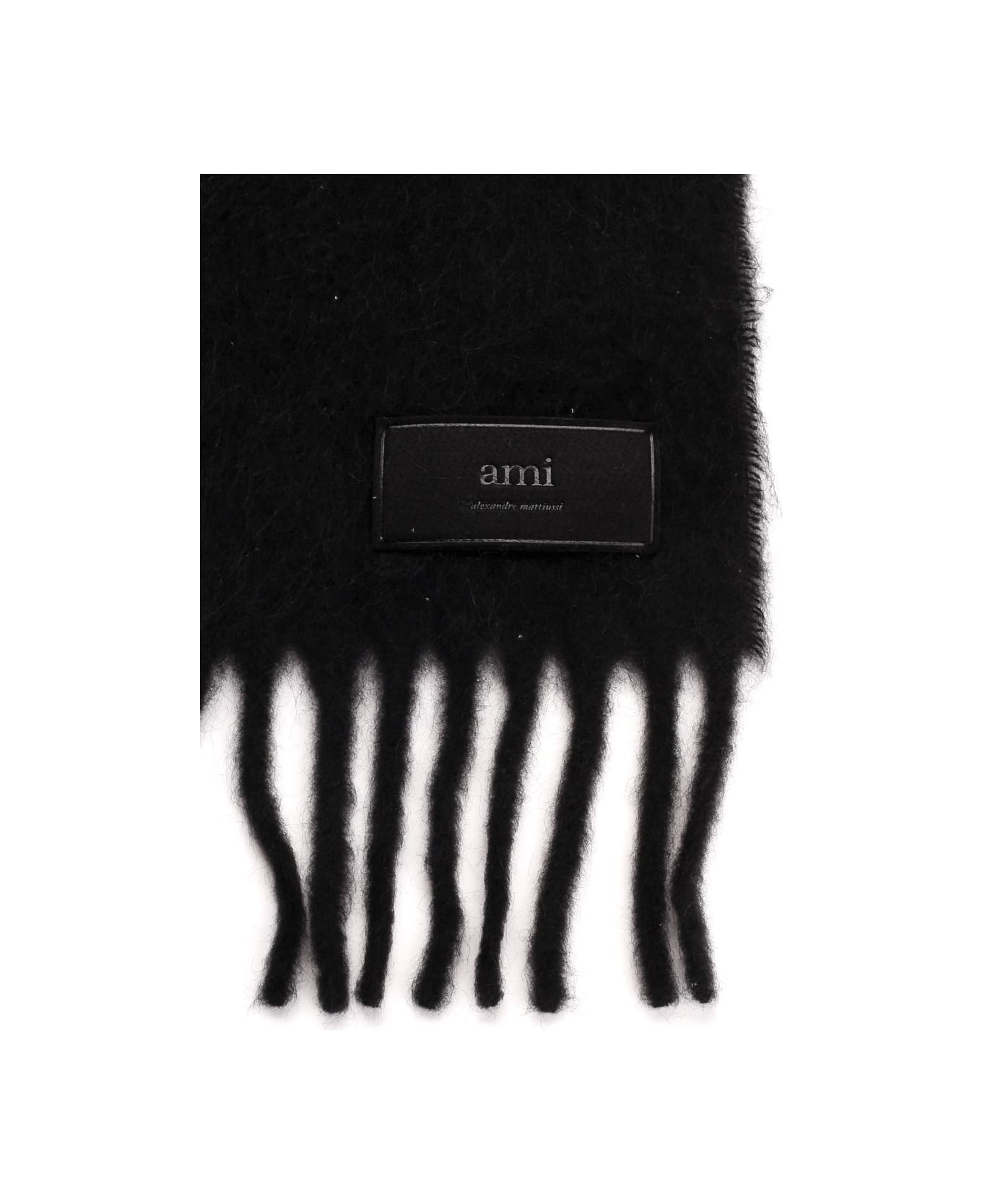 Ami Alexandre Mattiussi Black Scarf With Fringes - WOOL TRICONTINE BLACK