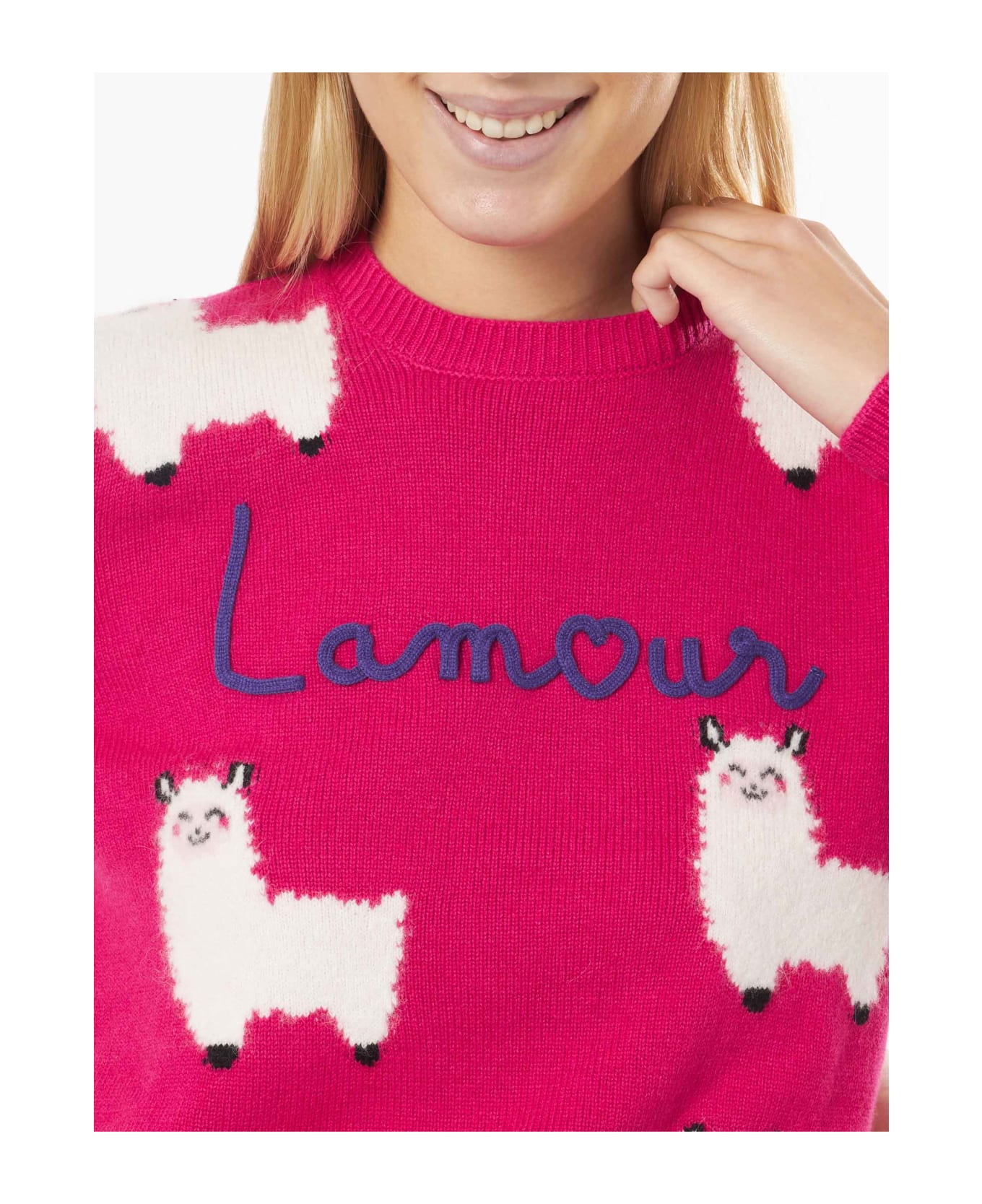 MC2 Saint Barth Woman Crewneck Sweater With L
am<3ur Embroidery - PINK