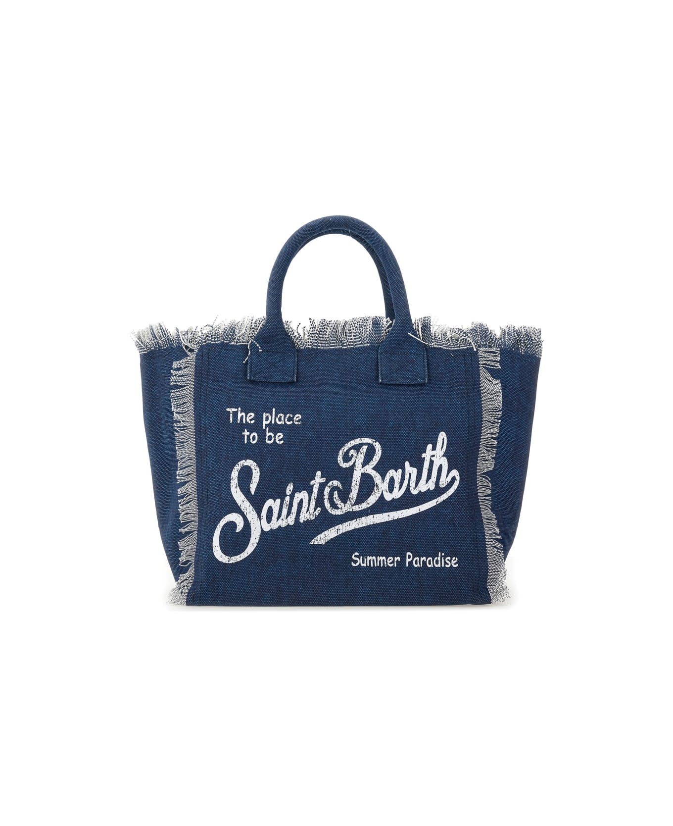 MC2 Saint Barth Logo Print Shopper Bag - Blue