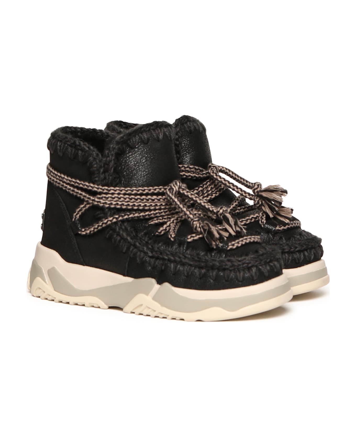 Mou Scoubidou Lace Sneakers - cracked black