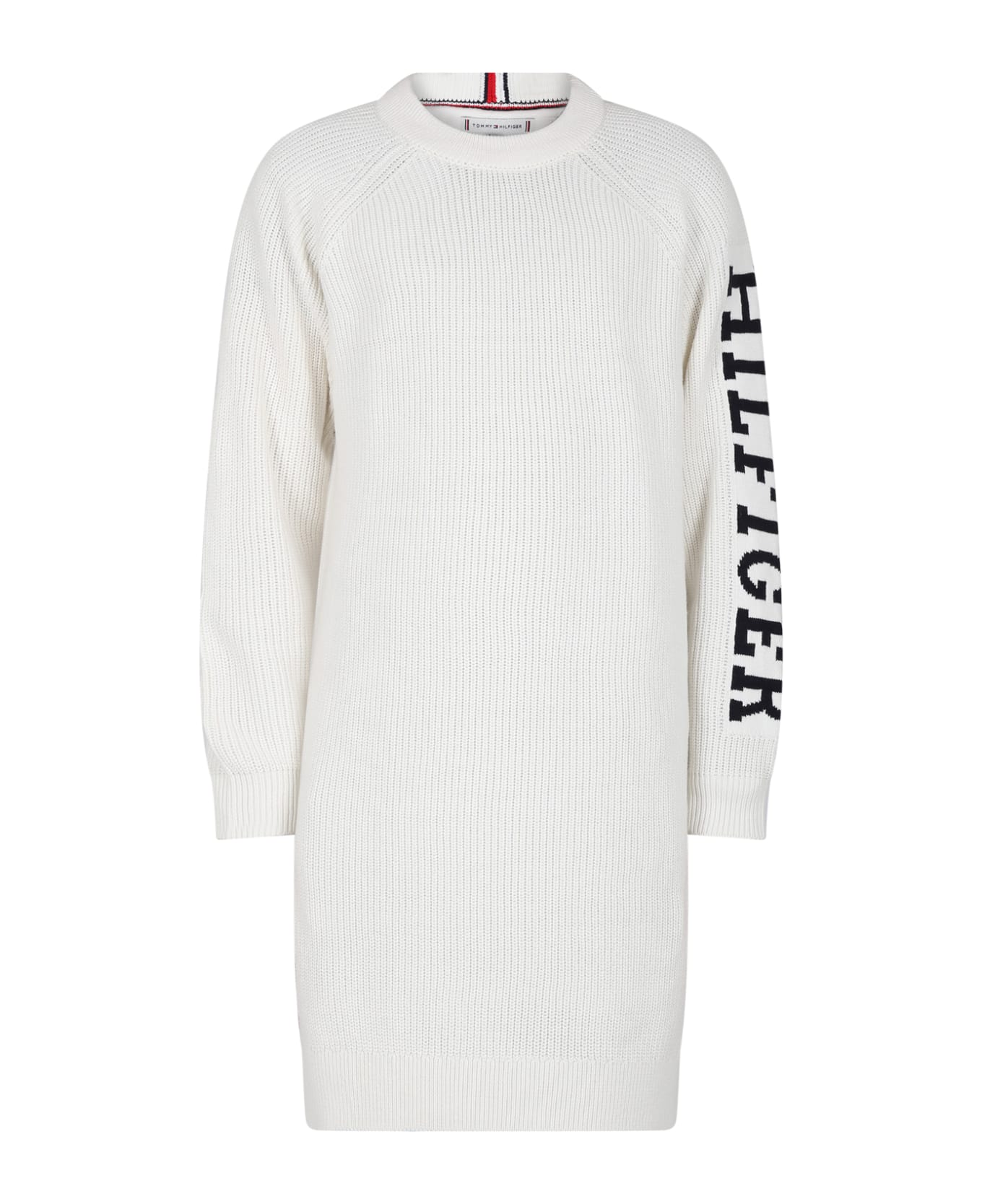 Tommy Hilfiger White Dress For Girl With Logo - White