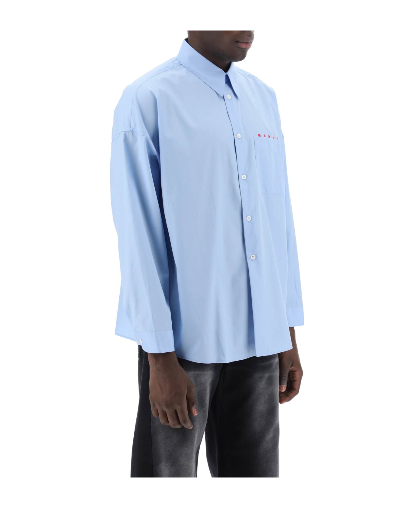 Marni Boxy Shirt With Italian Collar - IRIS BLUE (Light blue)