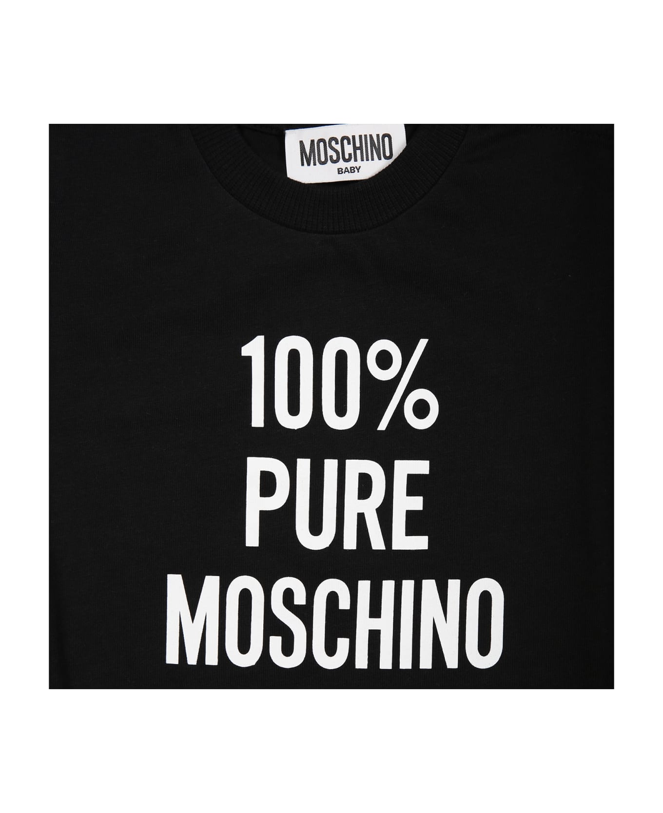Moschino Black T-shirt For Babies With Print - Black
