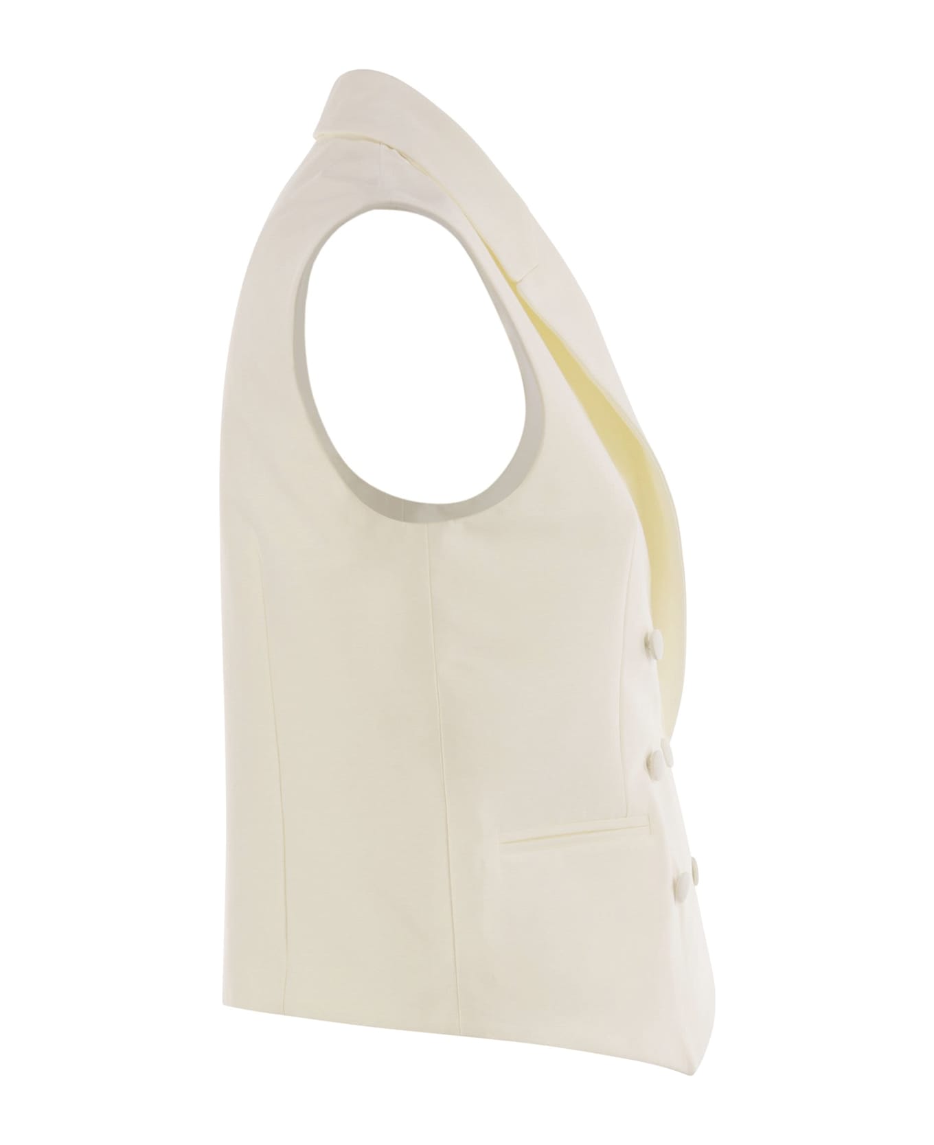 MVP Wardrobe Double-breasted Cotton And Silk Waistcoat - Milk