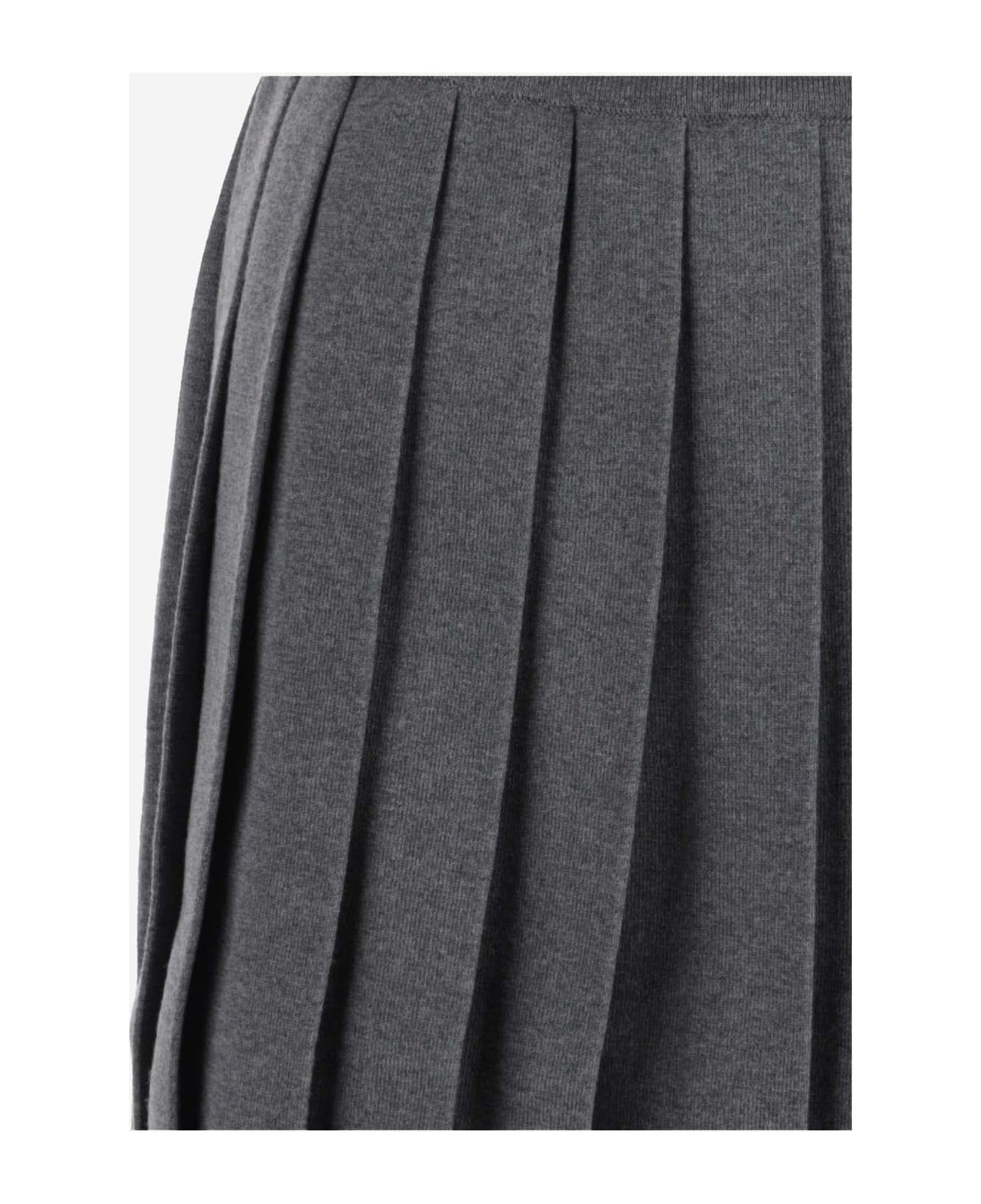 Thom Browne 'full Needle Pleated Mini' Wool Blend Skirt - GREY スカート