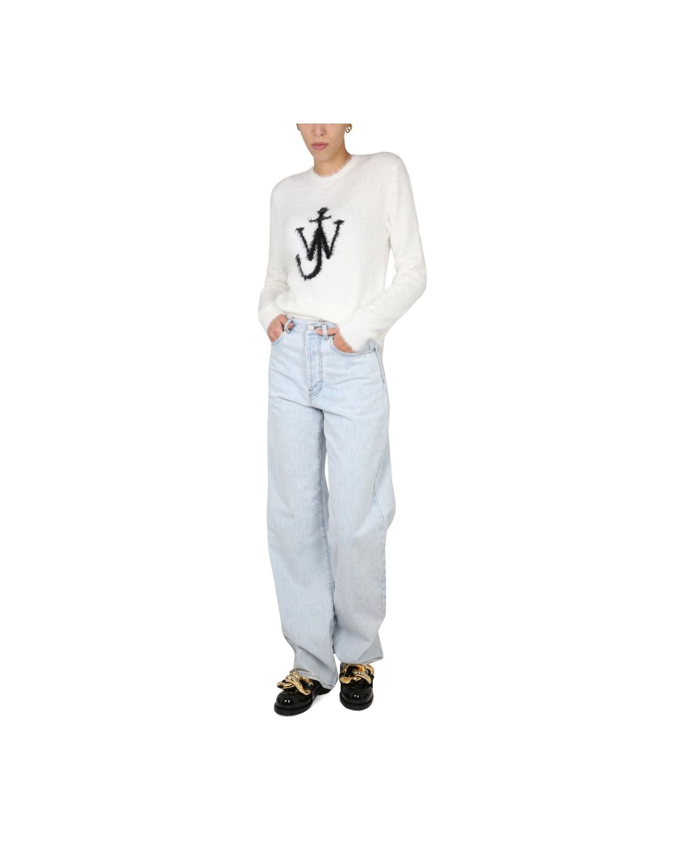 J.W. Anderson Maglia Con Intarsio Logo - WHITE