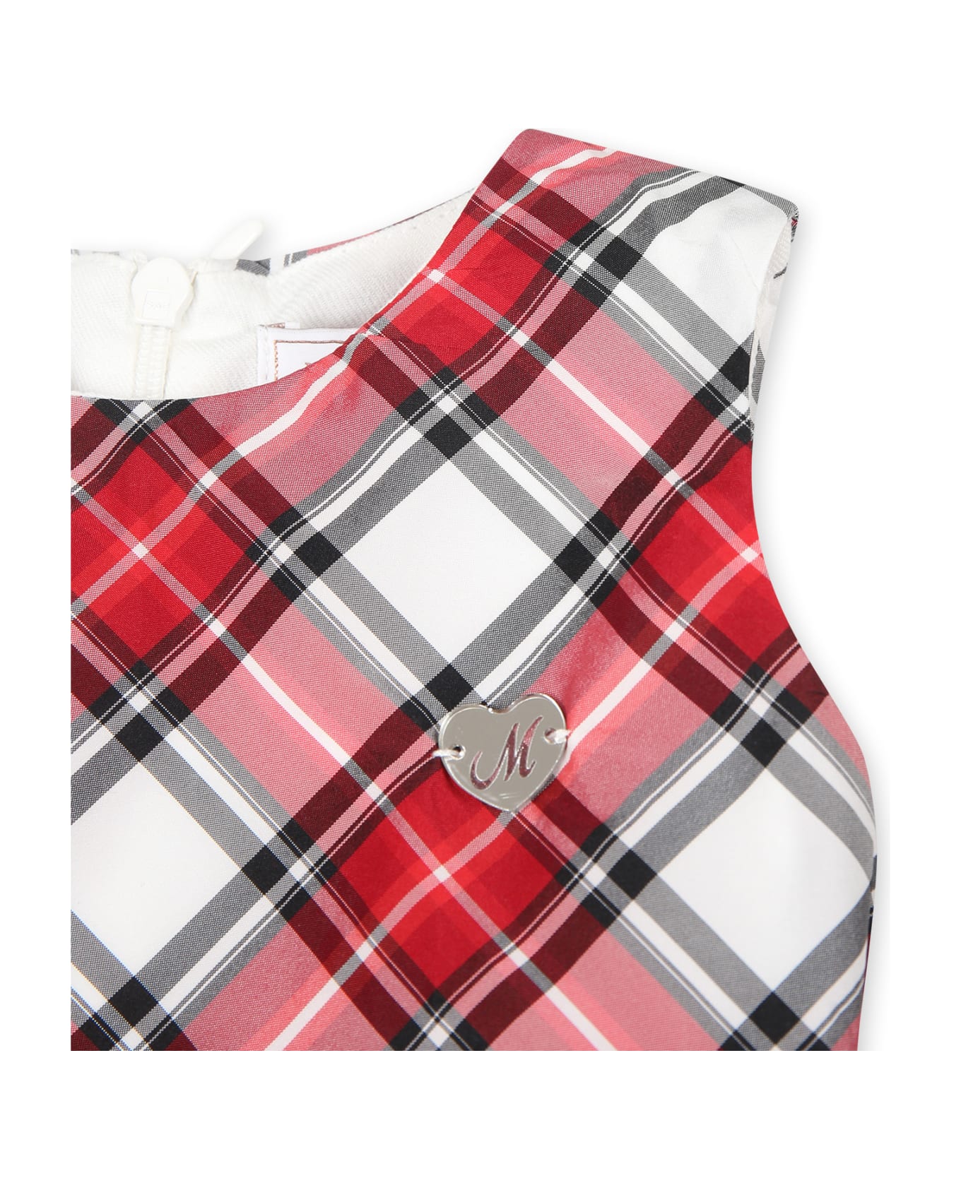 Monnalisa Red Dress For Baby Girl With Heart - Red