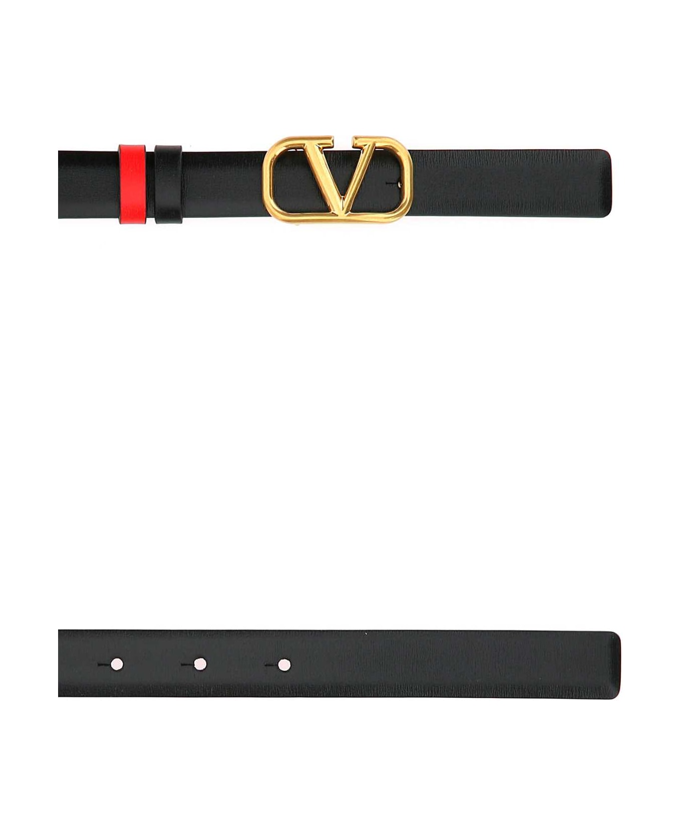 Valentino Garavani Black Leather Vlogo Signature Belt - 0SM