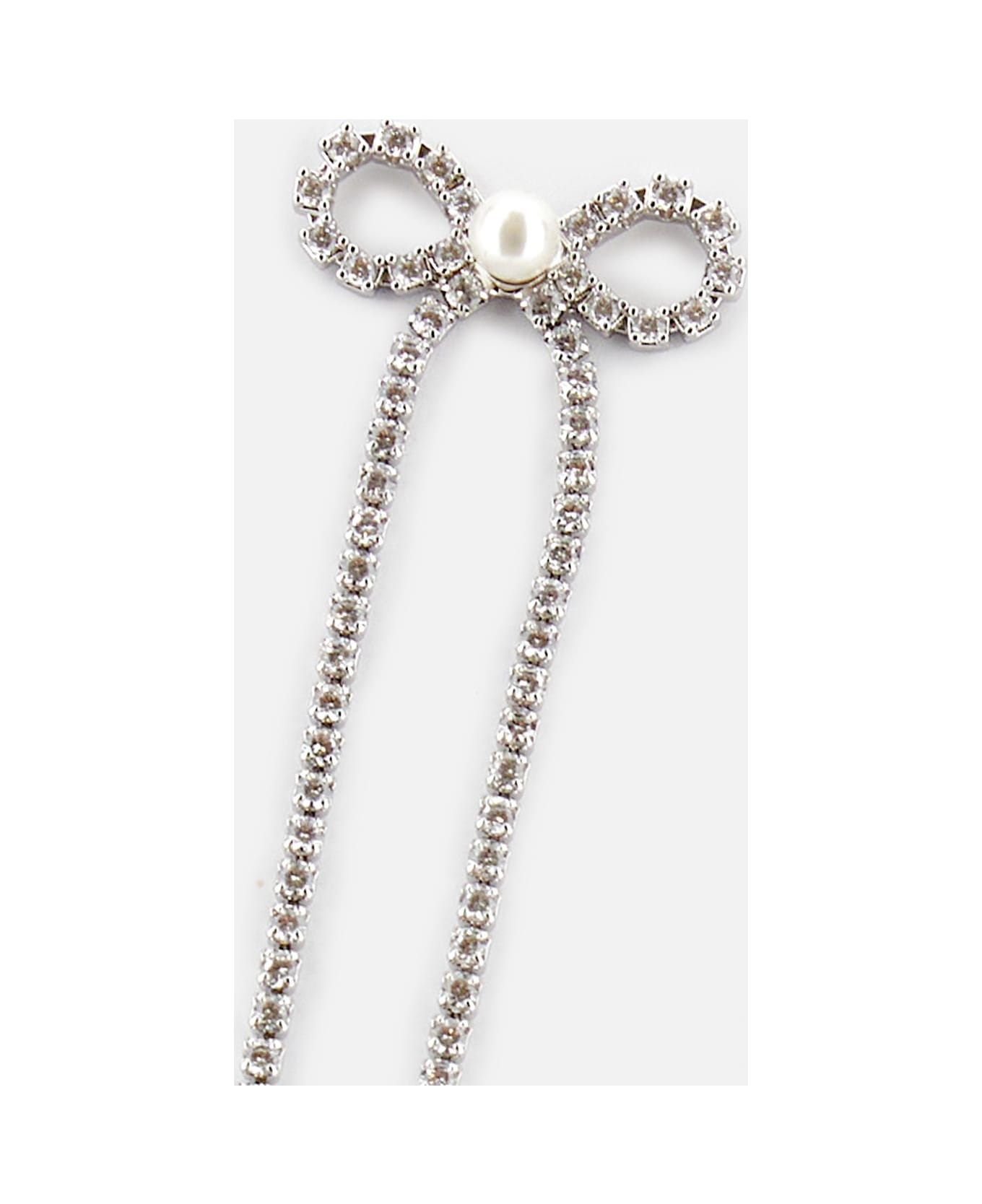 self-portrait Crystal Droplet Bow Earrings - Silver