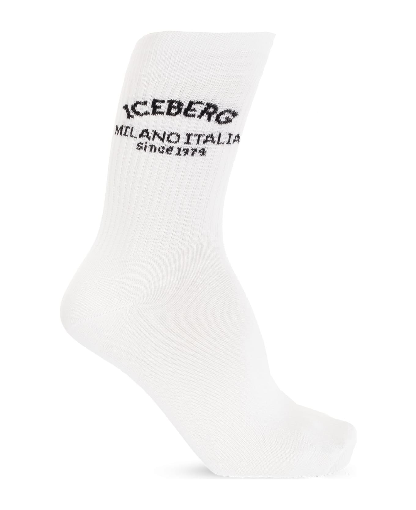 Iceberg Socks With Logo - WHITE