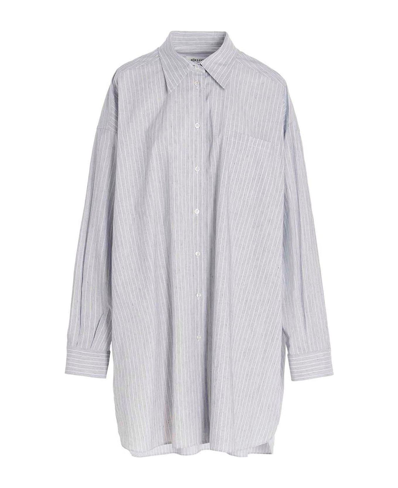 Maison Margiela Striped Long-sleeved Shirt - Stripe white navy シャツ