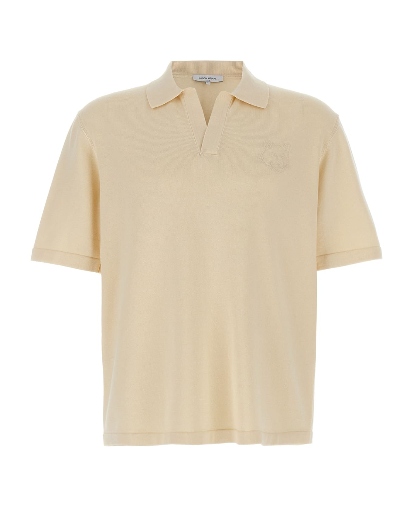 Maison Kitsuné 
bold Fox Head
 Polo Shirt - Beige