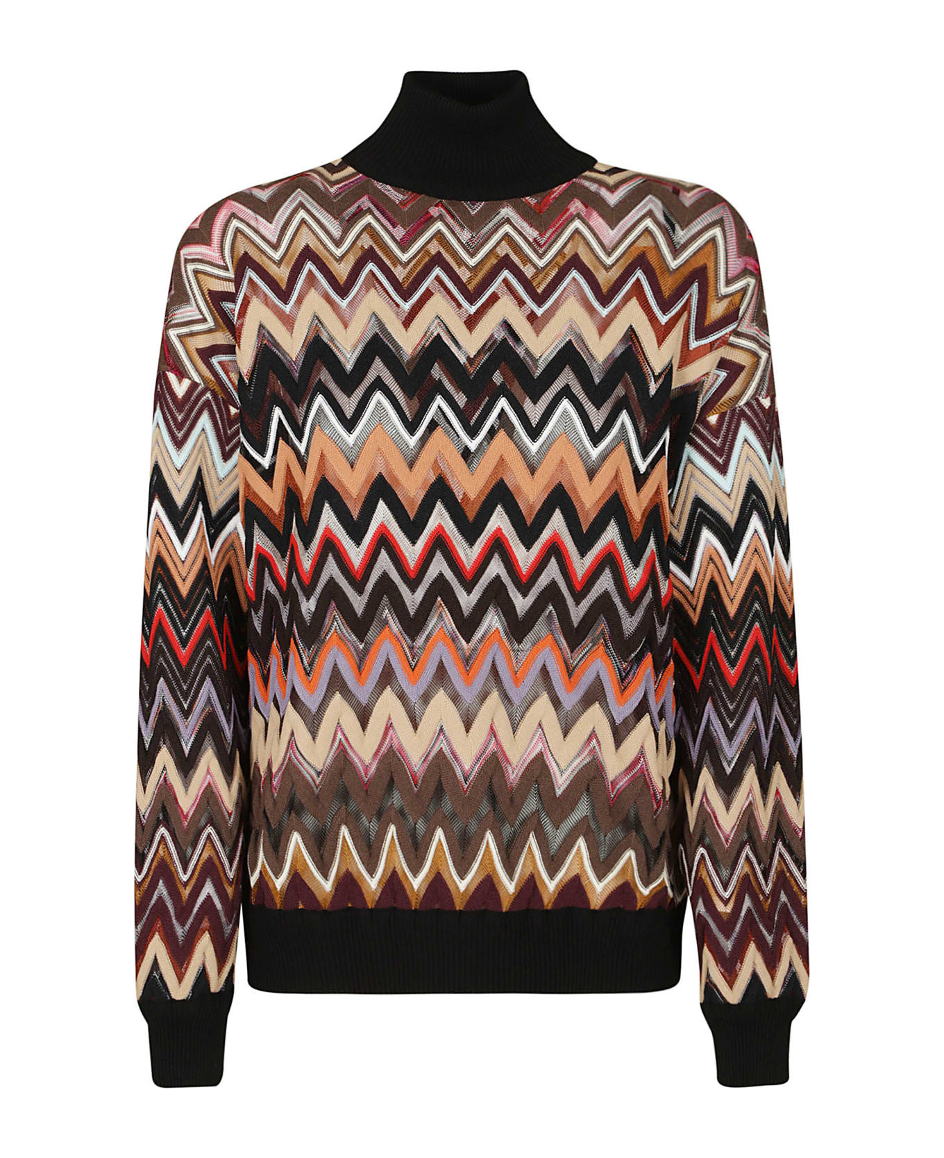 Missoni High-neck Zig-zag Patterned Sweater - Multicolor