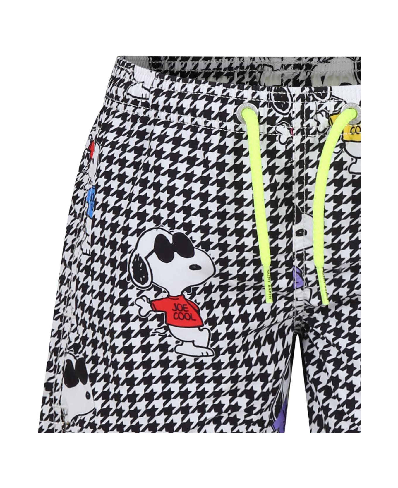 MC2 Saint Barth Black Swim Shorts For Boy With Snoopy - Multicolor 水着