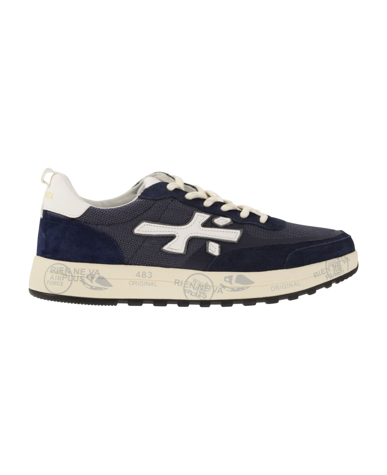 Premiata 'nous' Blue Leather And Fabric Sneakers - Blue