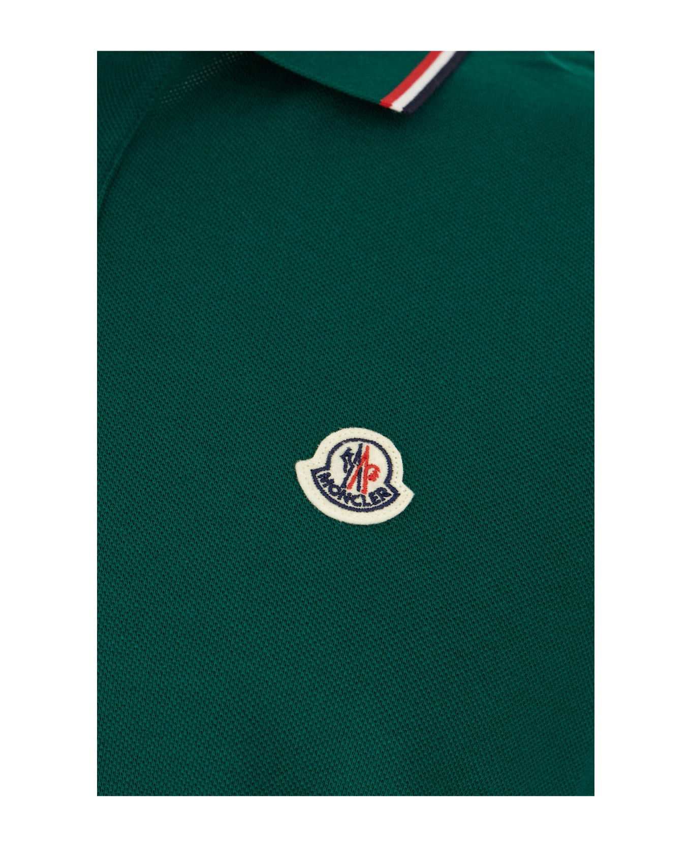 Moncler Green Piquet Polo Shirt - MULTICOLOUR