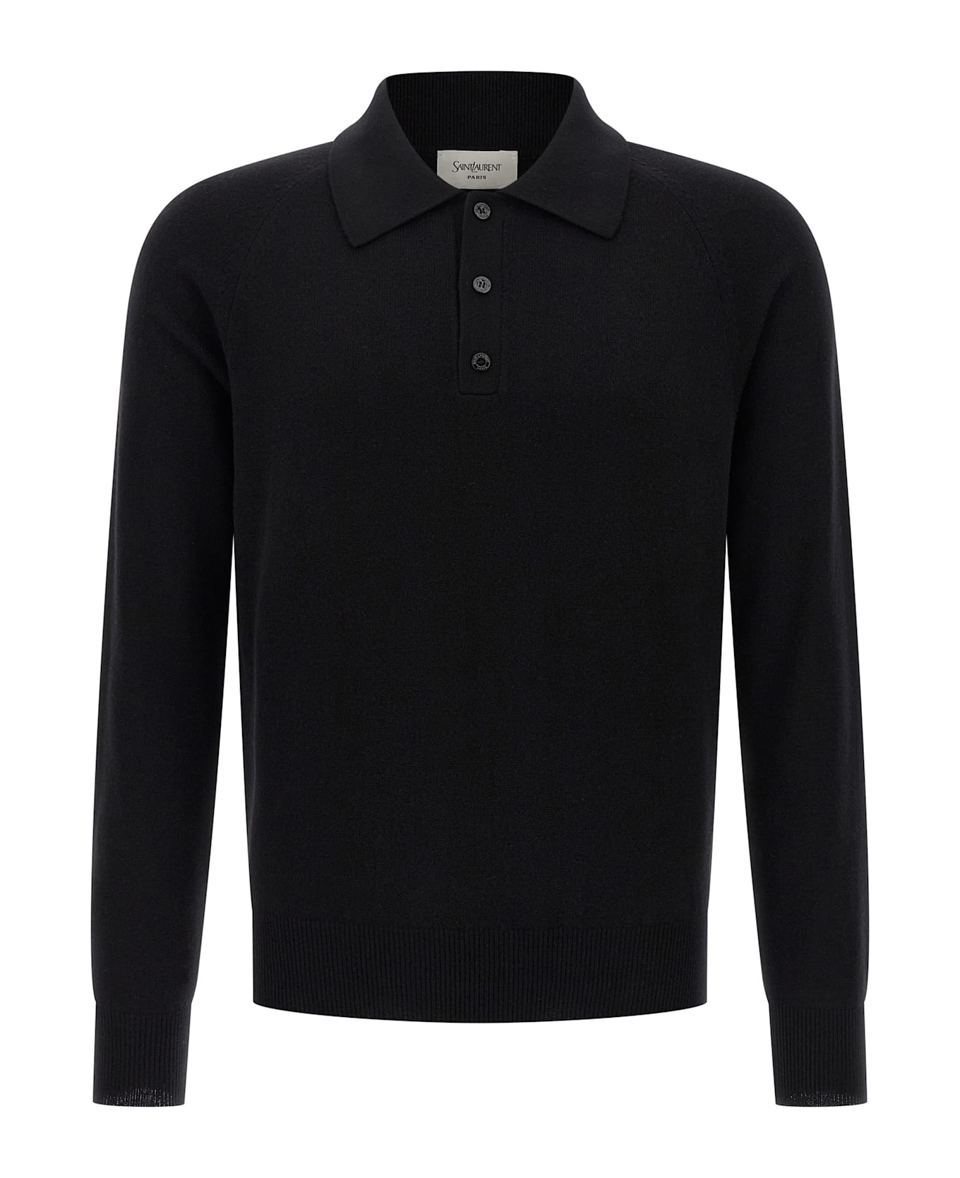 Saint Laurent Wool Polo Shirt - NOIR