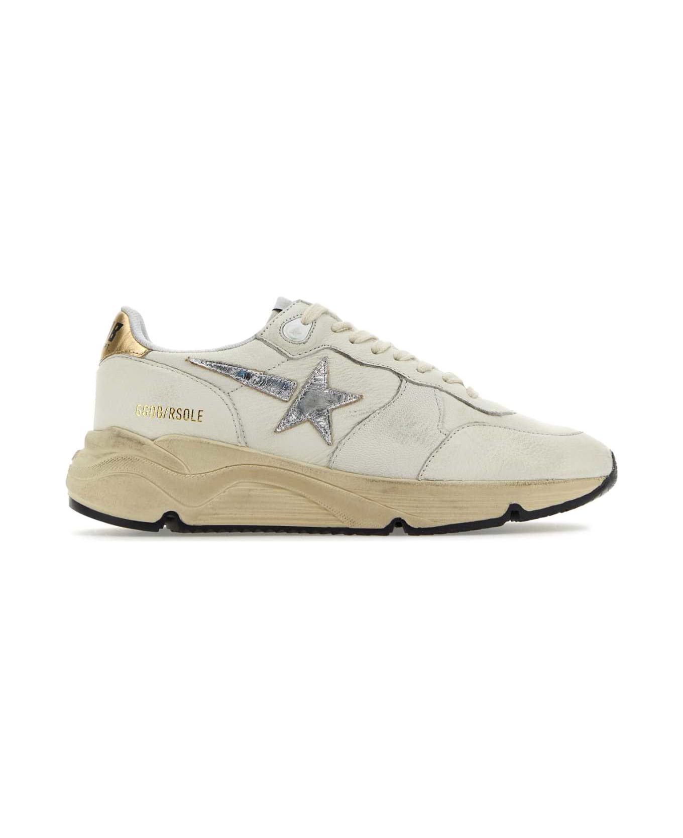 Golden Goose Ivory Leather Running Sole Sneakers - WHITESILVERGOLD