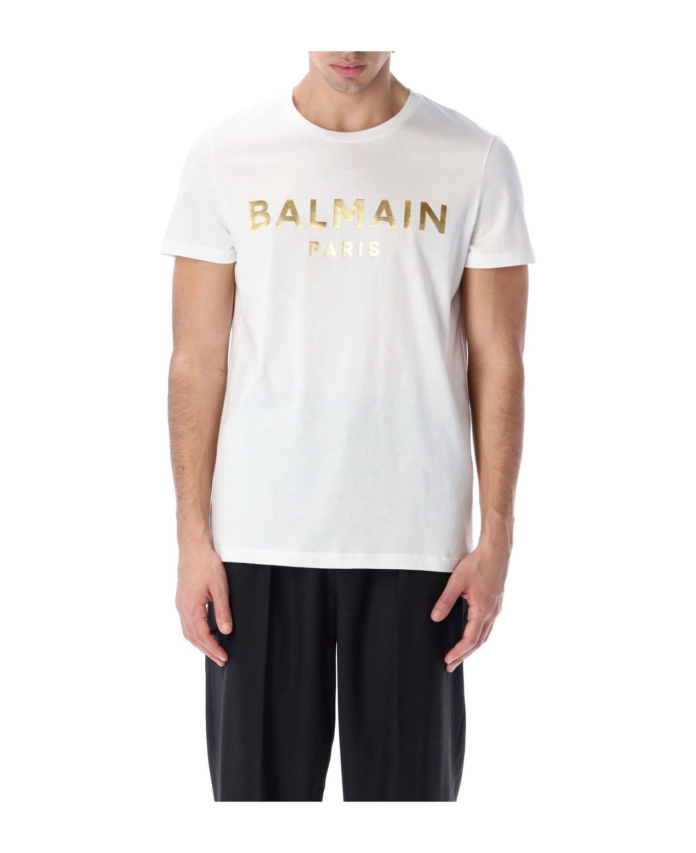 Balmain Logo Printed Crewneck T-shirt - White