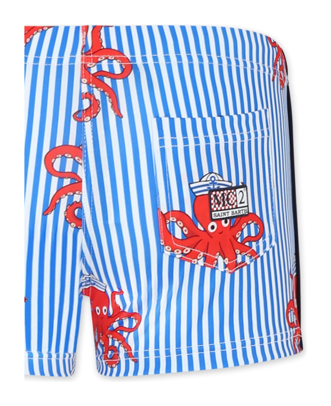MC2 Saint Barth Light Blue Swim Short For Boy With Octopus - Light Blue