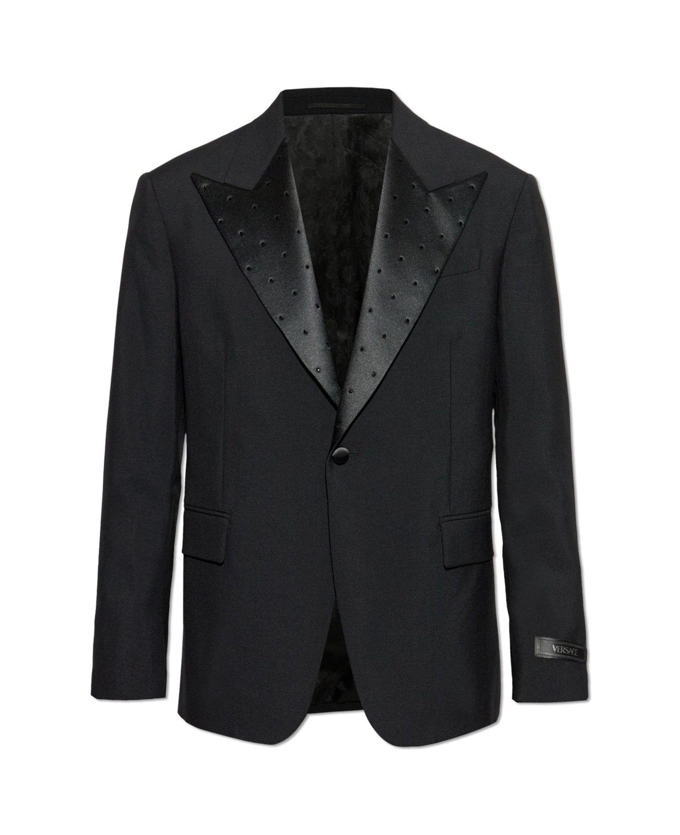 Versace Satin-trim Single-breasted Tailored Blazer - BLACK