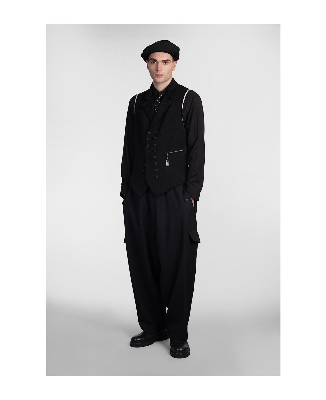 Yohji Yamamoto Pants In Black Wool - black