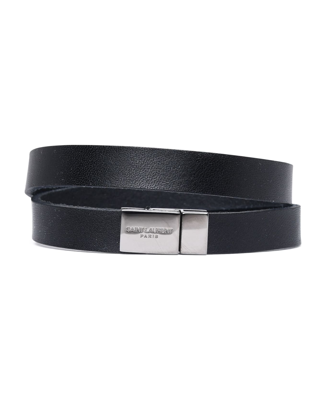 Saint Laurent Black Leather Opyum Bracelet - Black