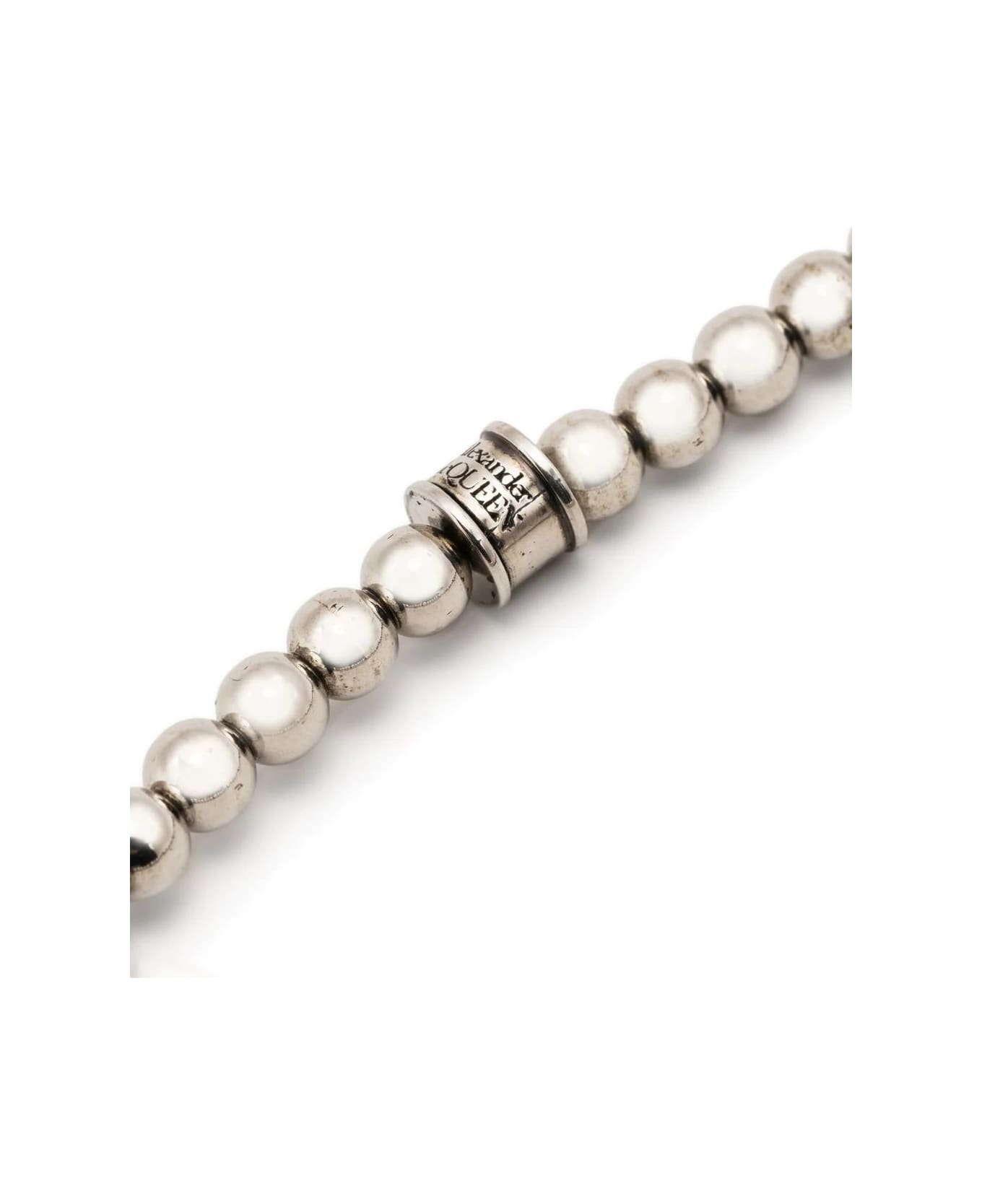 Alexander McQueen Skull Beads Bracelet In Antiqued Silver - Silver