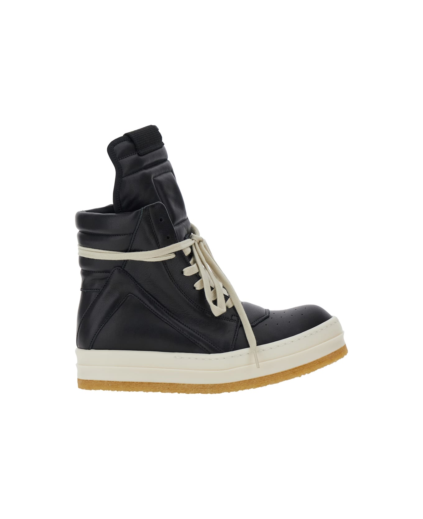 Rick Owens 
creep Geo-basket
 Black High-top Sneakers With Contrasting Details In Leather Woman - Black