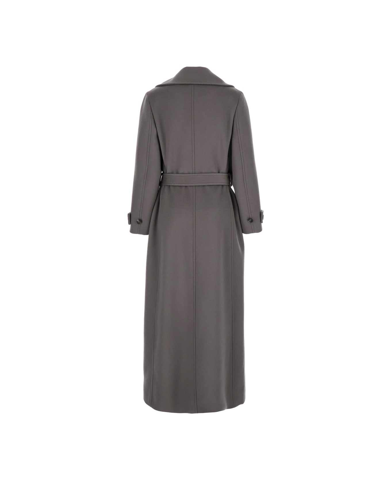 Alberta Ferretti Grey Double-breasted Long Coat With Notched Wide Revers In Wool Blend Woman - Grey