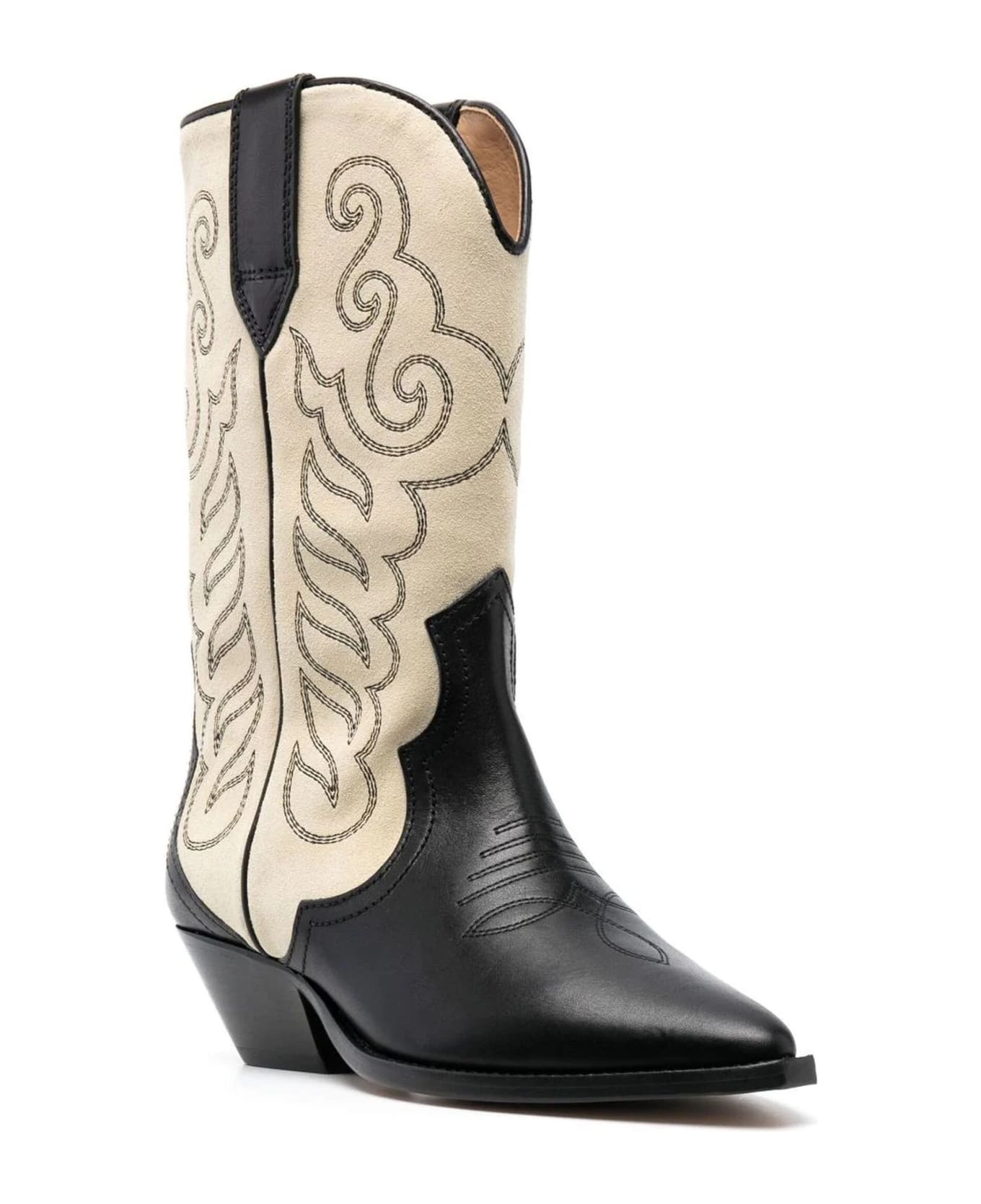 Isabel Marant Black And Beige Suede Western Boots - black