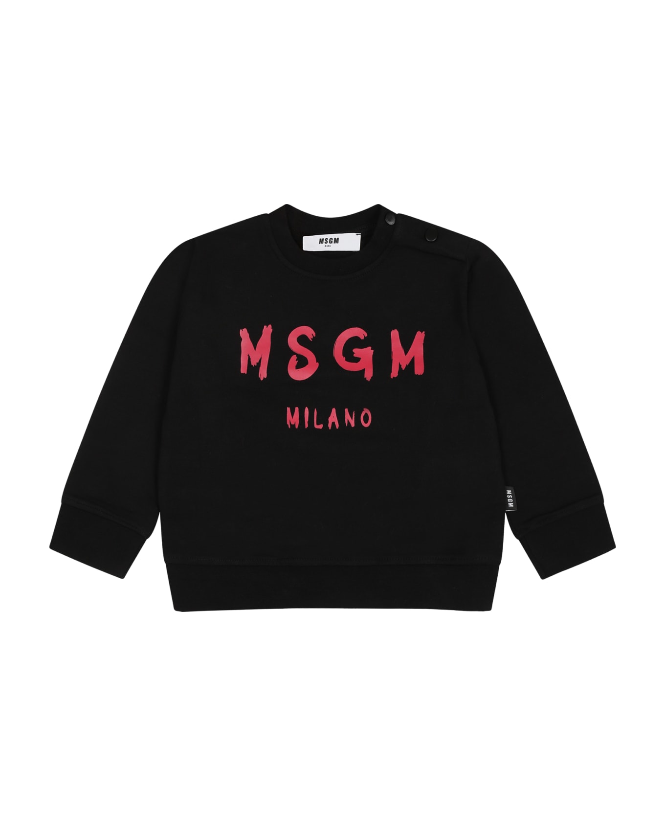 MSGM Black Sweatshirt Fo Baby Girl With Logo - Black ニットウェア＆スウェットシャツ