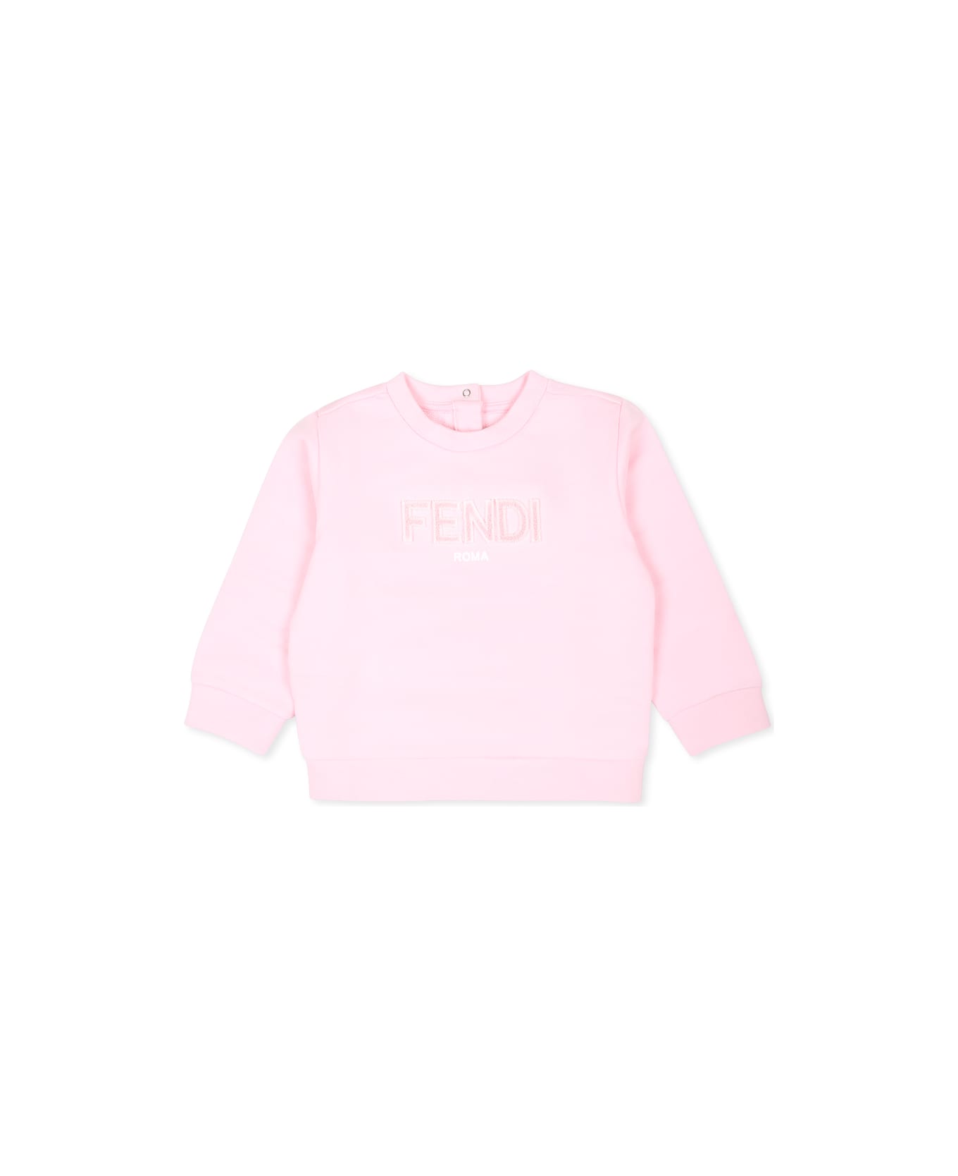 Fendi Pink Sweatshirt For Baby Girl With Logo - Pink