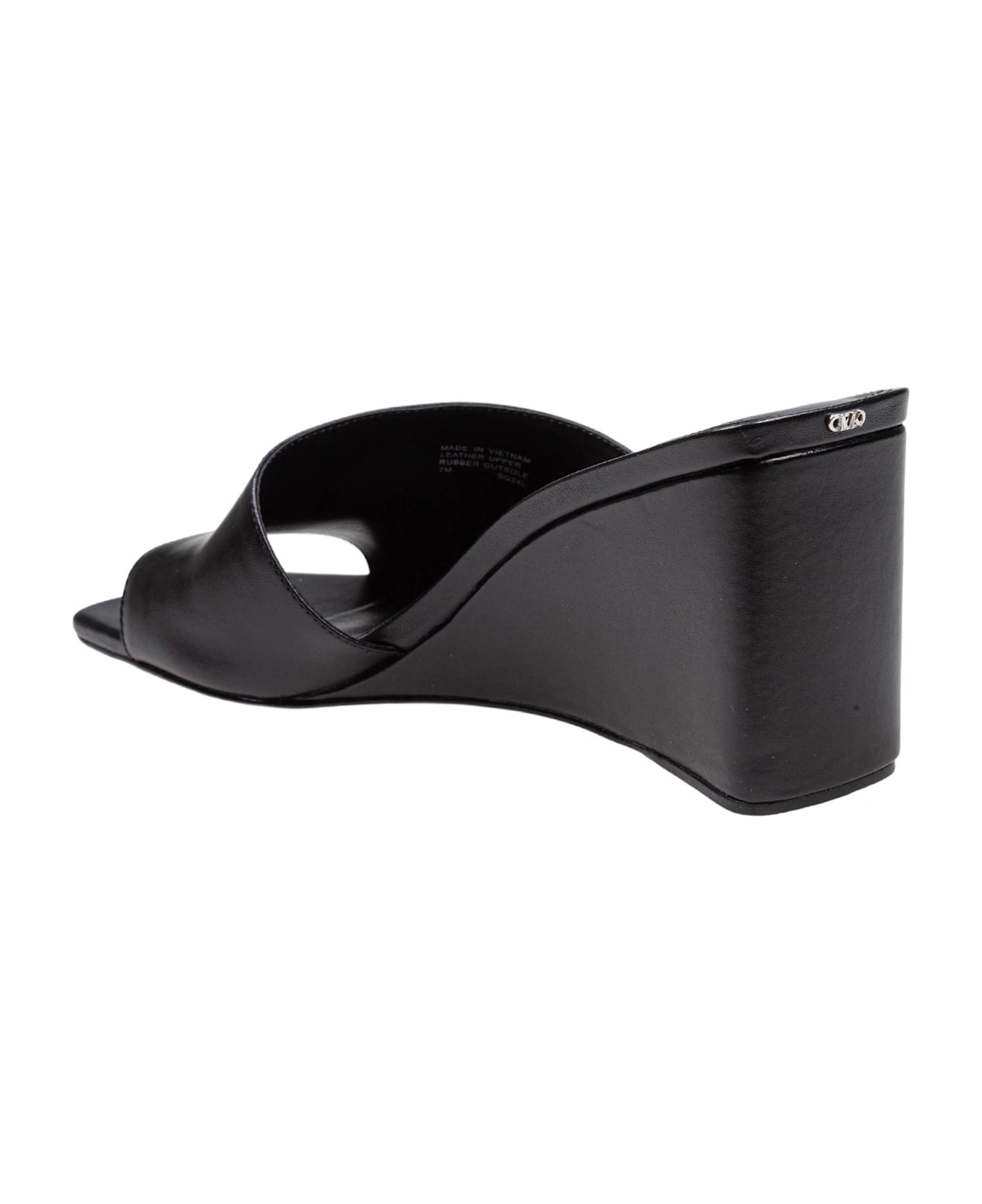 【送料&関税込】Michael Kors Merriam Wedge Leather Clogs In Michael Kors Merriam Wedge Leather Clogs In Black Color
